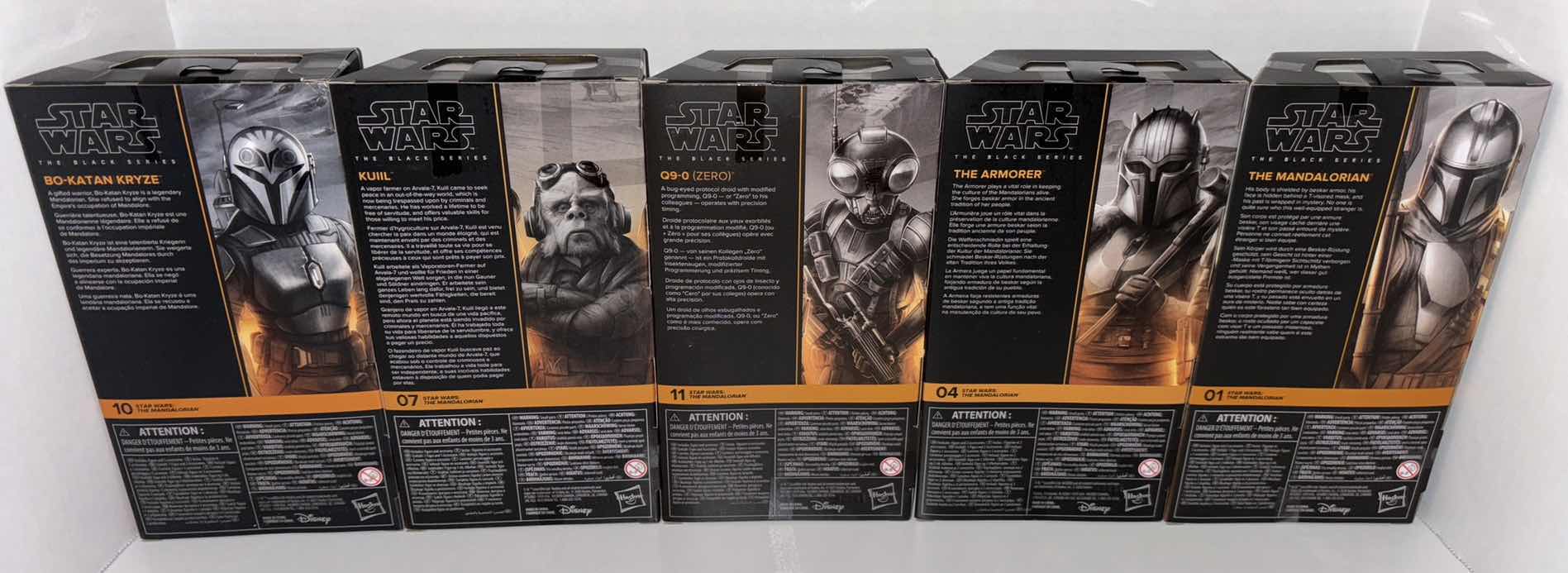 Photo 1 of NEW ASSORTED 5-PACK HASBRO STAR WARS THE BLACK SERIES THE MANDALORIAN ACTION FIGURE & ACCESSORIES, "BO-KATAN KRYZE, KUIIL, Q9-0 (ZERO), THE ARMORER, THE MANDALORIAN"