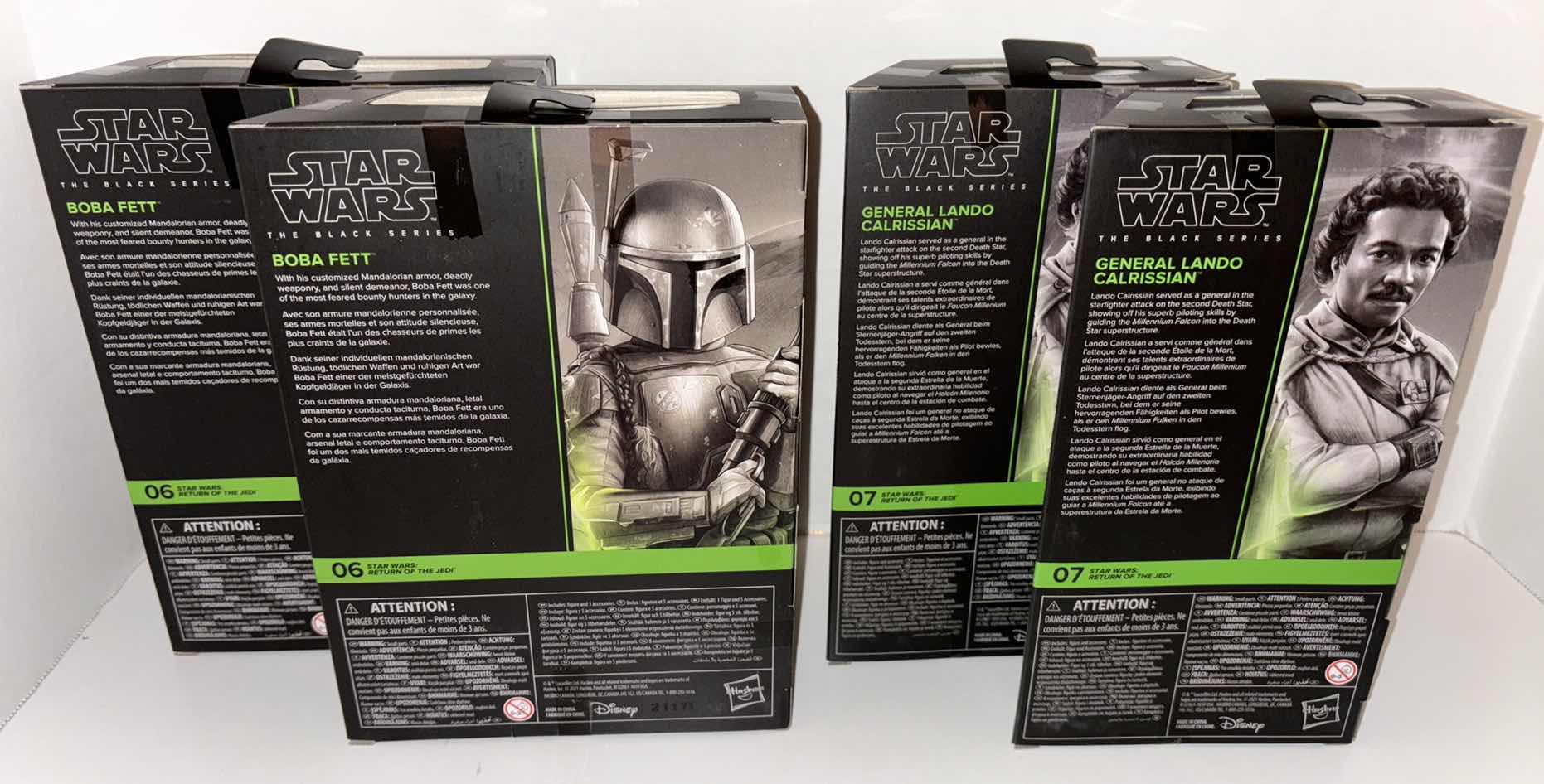 Photo 1 of NEW 4-PACK HASBRO STAR WARS THE BLACK SERIES ACTION FIGURE & ACCESSORIES, RETURN OF THE JEDI “BOBA FETT” (2) & "GENERAL LANDO CALRISSIAN" (2)