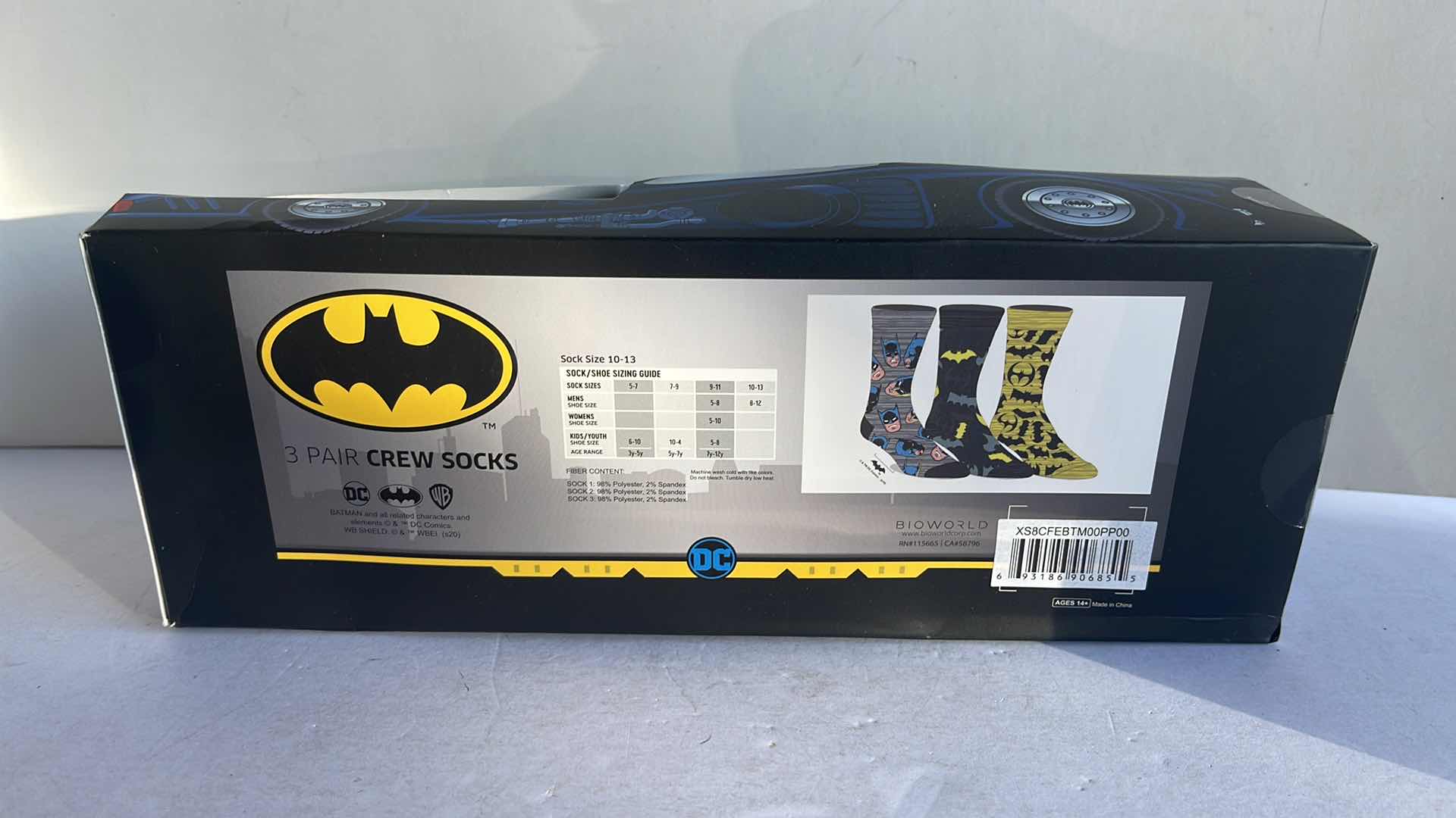 Photo 1 of NIB BATMAN CREW SOCKS 3 PAIR MSRP $19.99