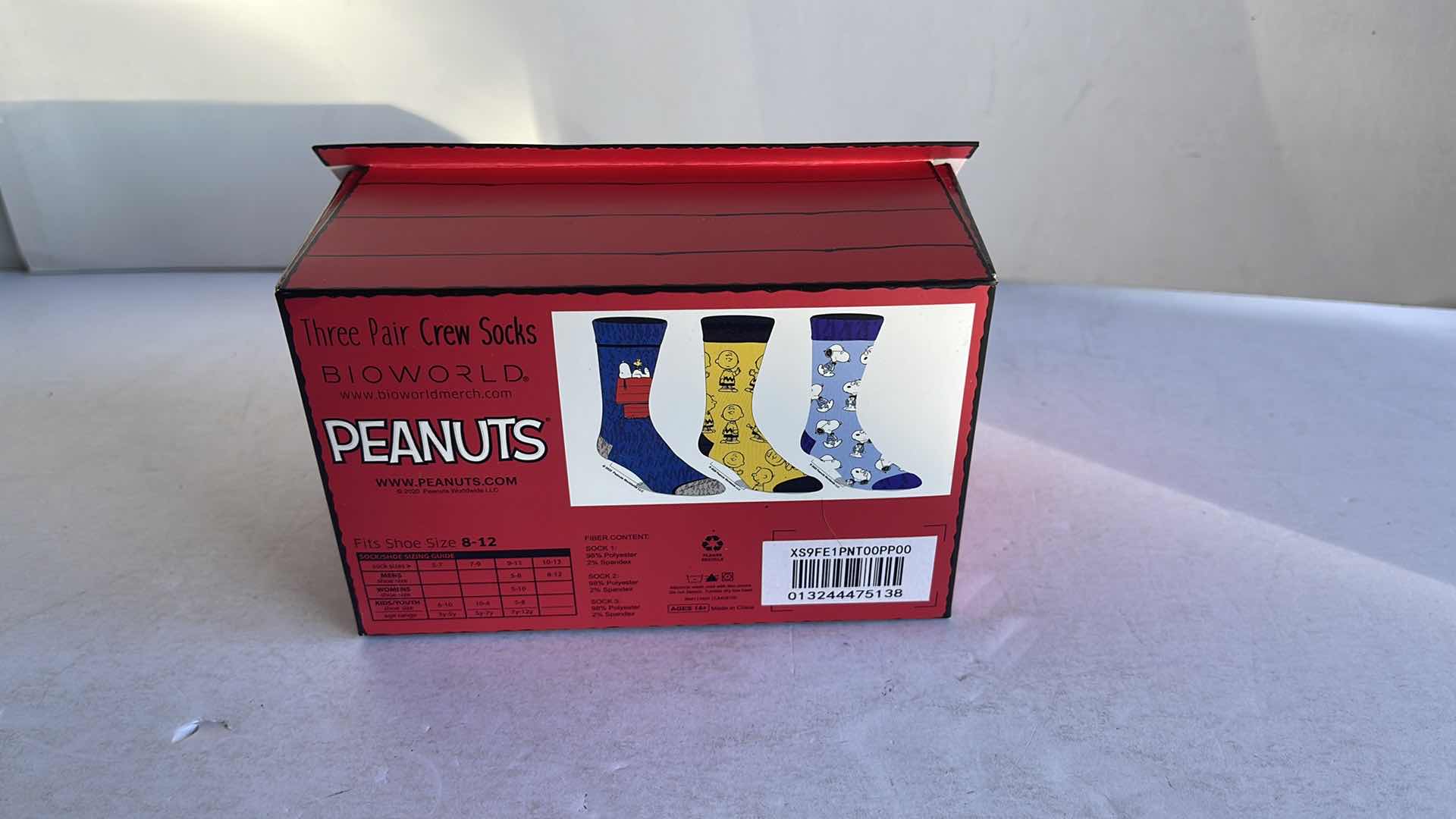View 2 of NIB PEANUTS SNOOPY CREW SOCKS (3) PAIR SIZE 8-12 MSRP $12.99