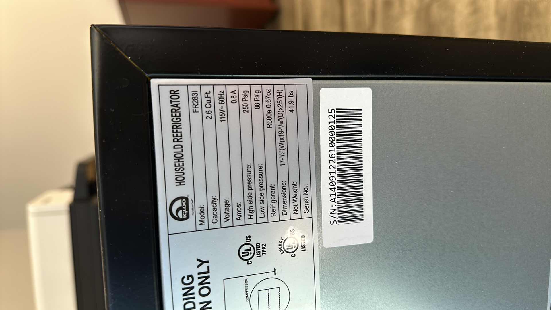 Photo 1 of IGLOO SMALL REFRIGERATOR 17” X 19” H25” 