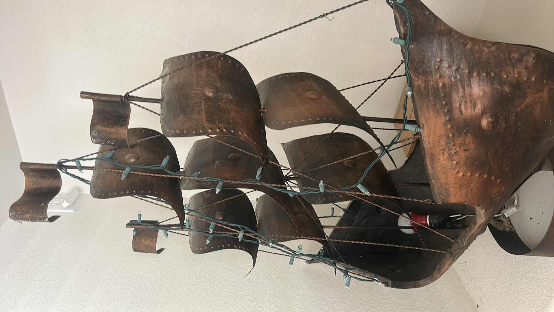 Photo 1 of LARGE TIN CLIPPER SHIP SCULPTURE WITH REMOVABLE LIGHTS 3‘ x 46”