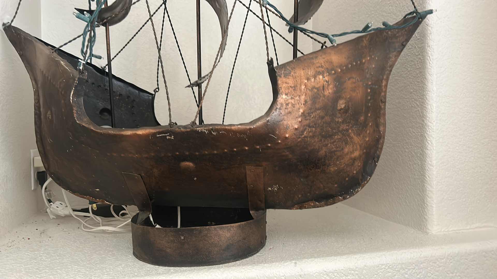 Photo 1 of LARGE TIN CLIPPER SHIP SCULPTURE WITH REMOVABLE LIGHTS 3‘ x 46”