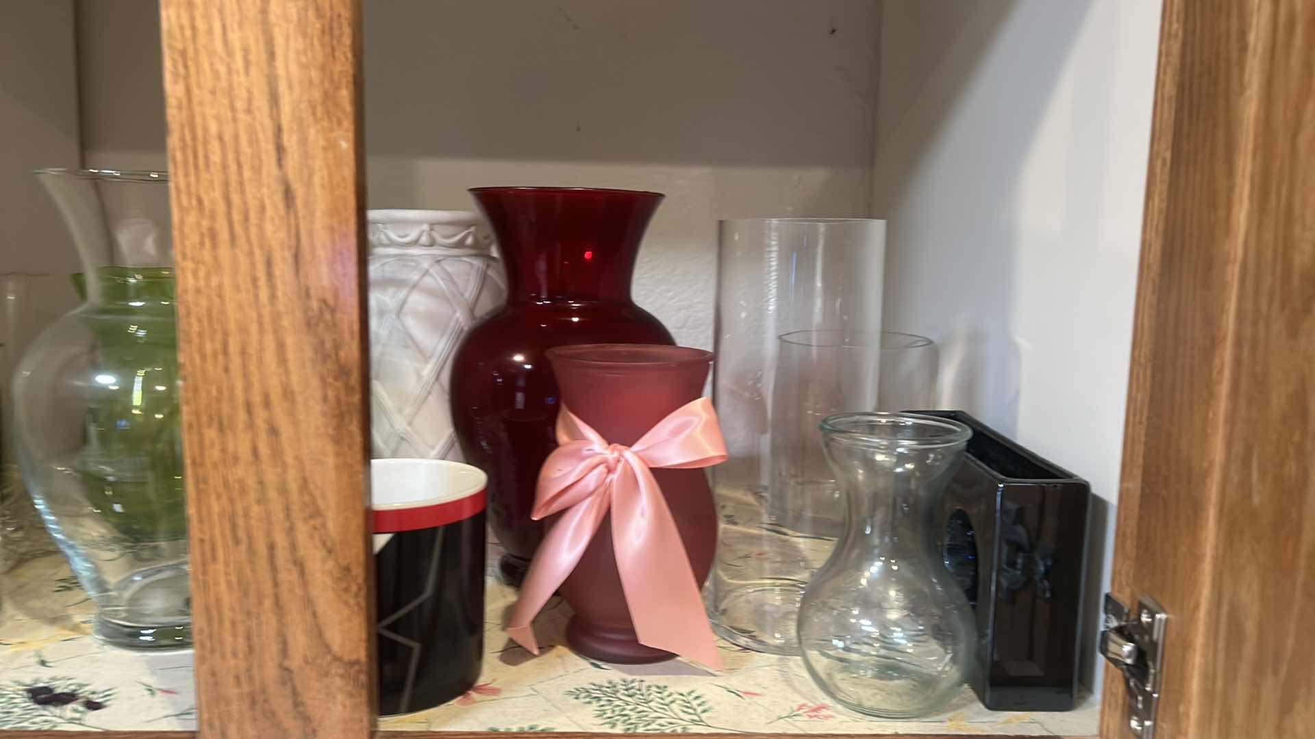 Photo 1 of CONTENTS OF CABINET IN KITCHEN- VASES