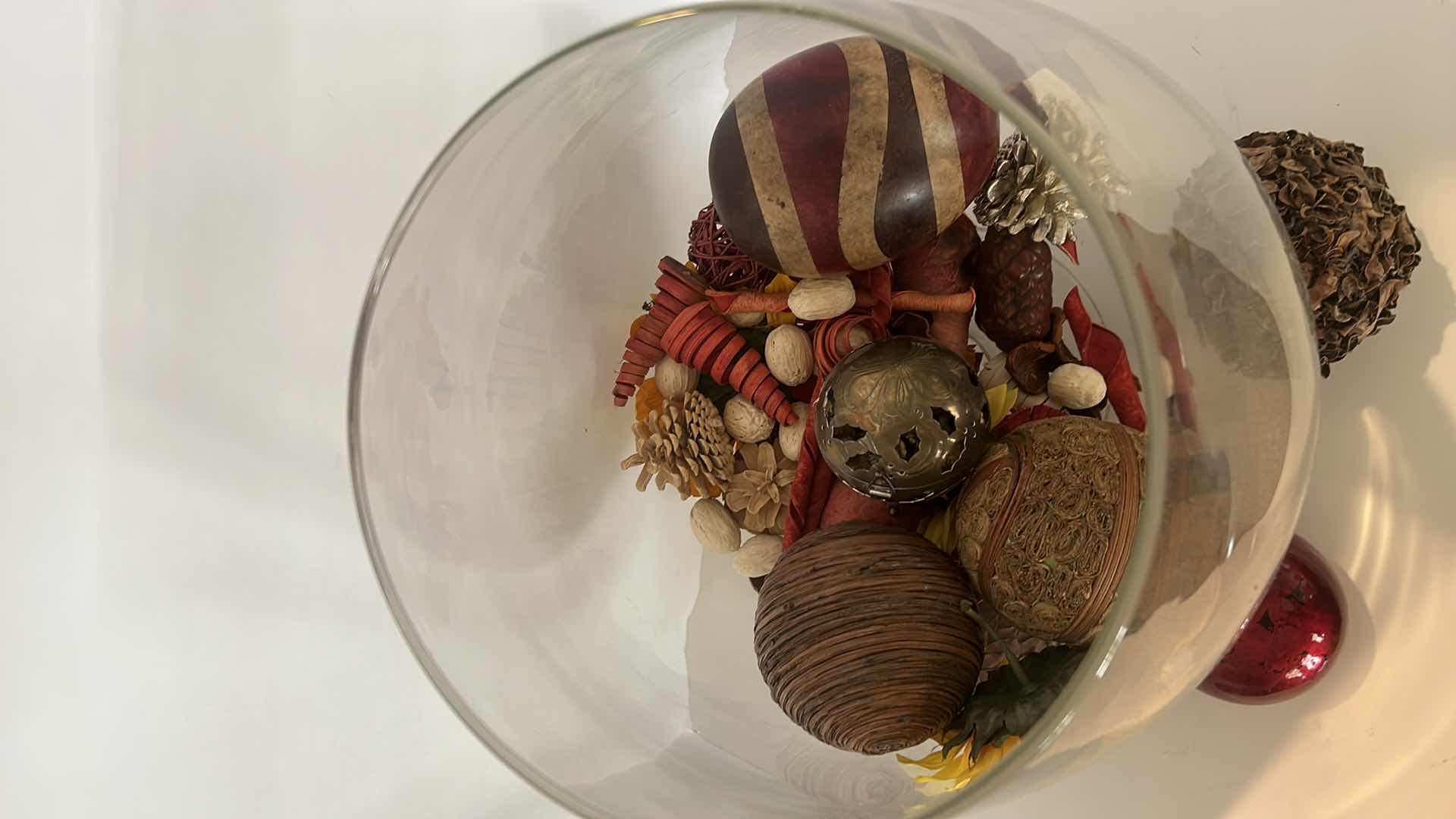 Photo 1 of LARGE GLASS VASE WITH DECORATIVE BALLS 14” x 19”