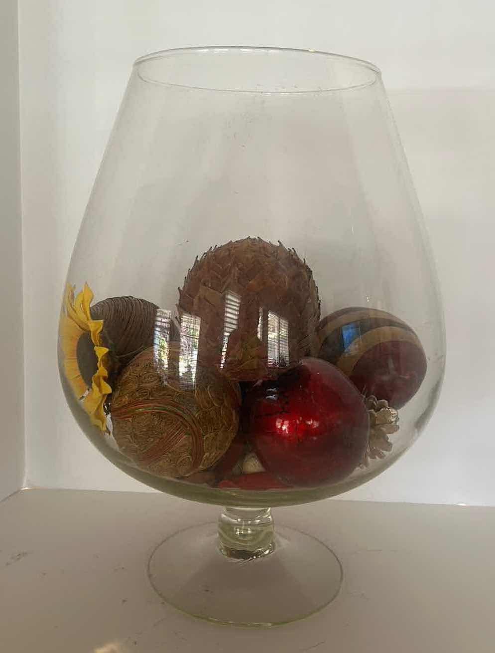 Photo 1 of LARGE GLASS VASE WITH DECORATIVE BALLS 14” x 19”