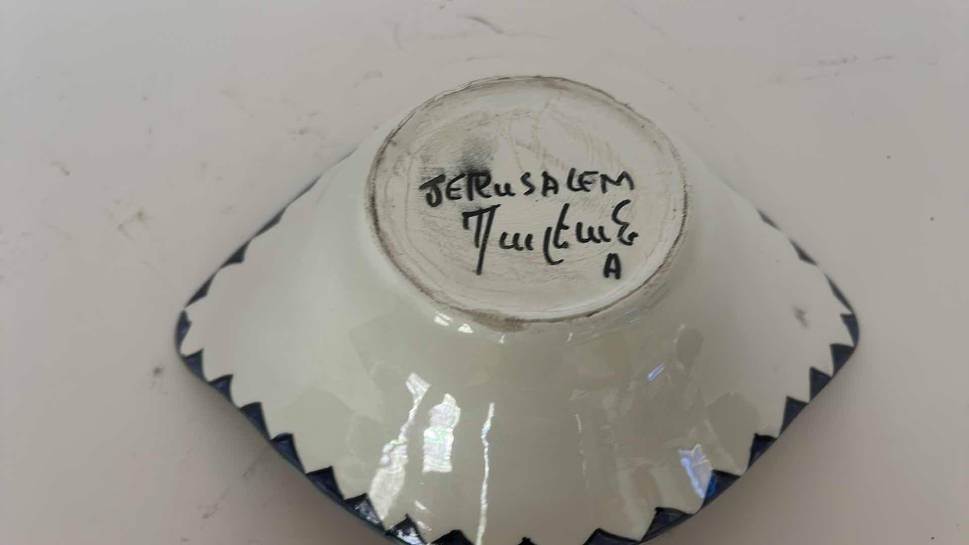 Photo 1 of HAND PAINTED CERAMIC BOWL FROM JERUSALEM 
9” x 3”