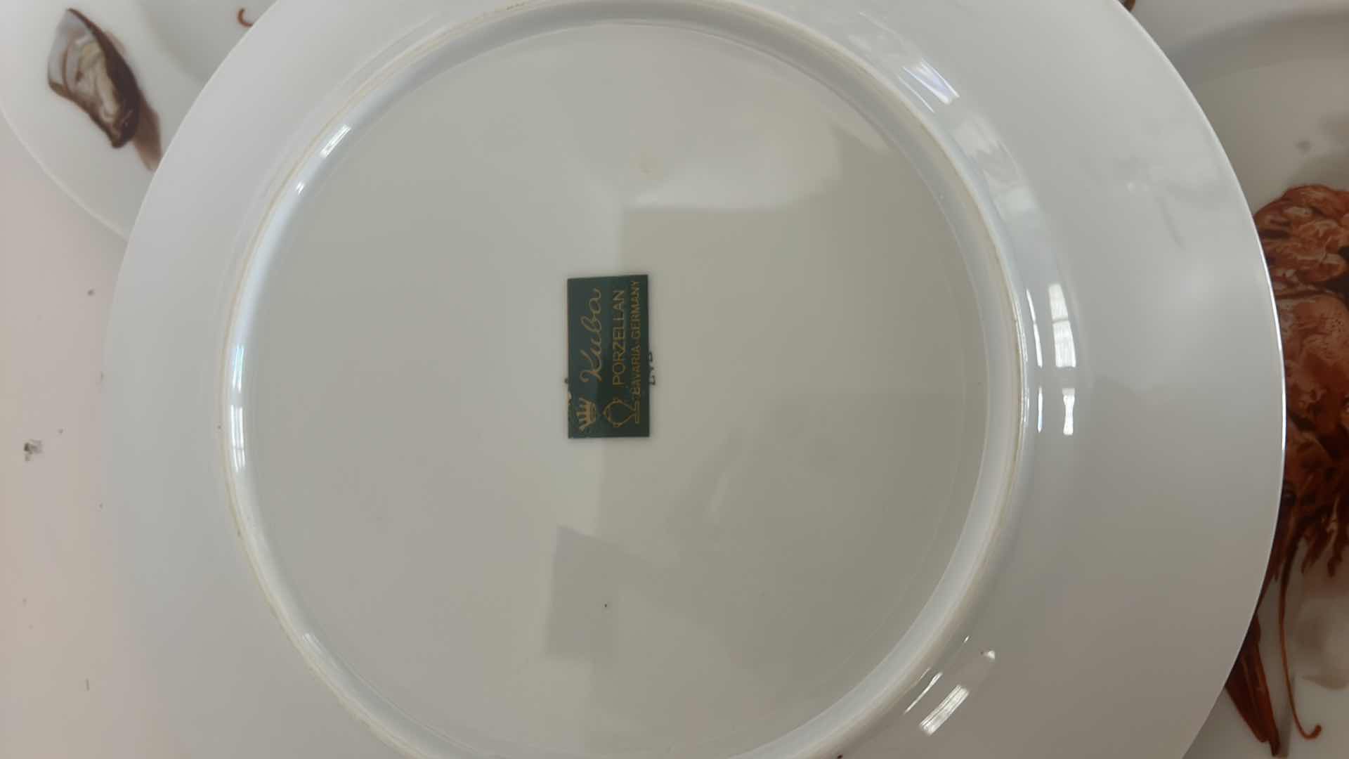 Photo 1 of 4 LOBSTER KUBA PORCELAIN BAVARIA GERMANY PLATES AND 12 LOBSTER NAPKIN RINGS 1 is BROKEN