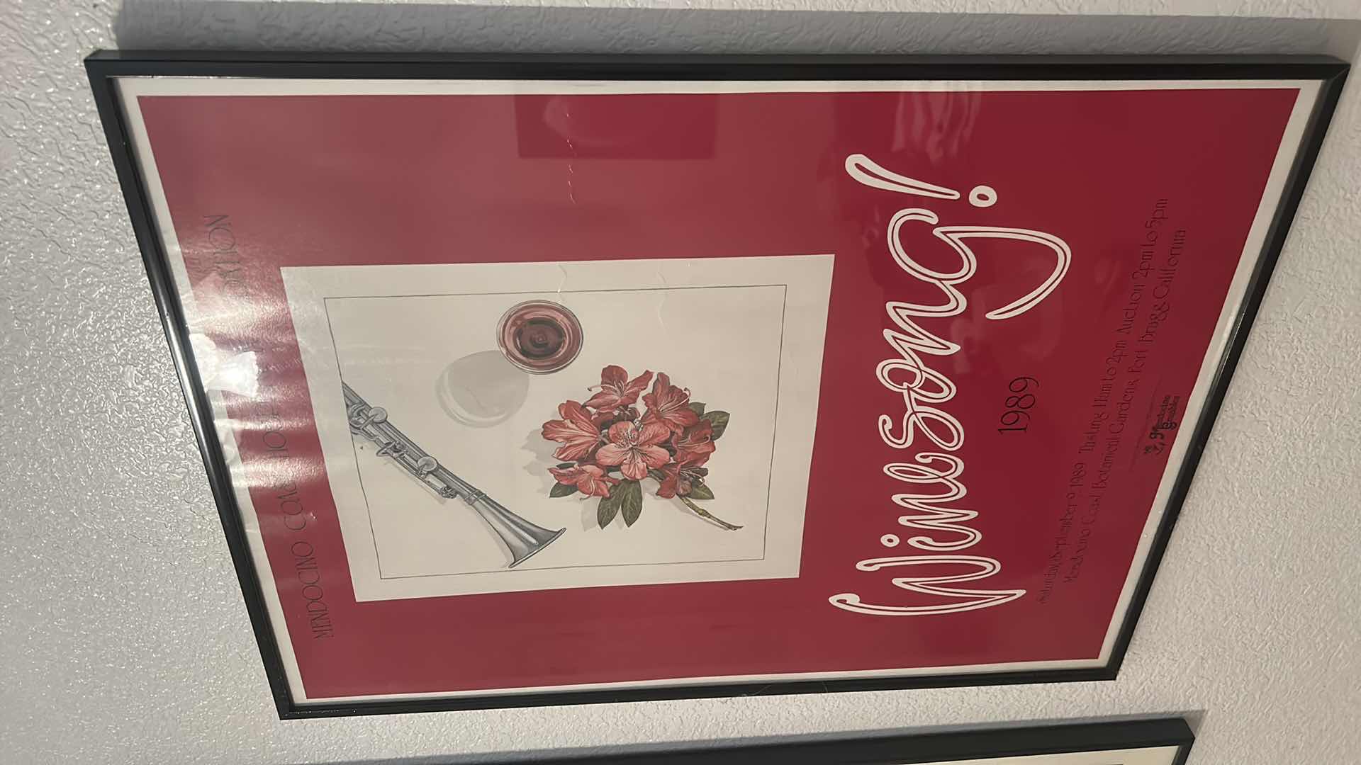 Photo 1 of FRAMED "WINESONG" ARTWORK 18” x 24”