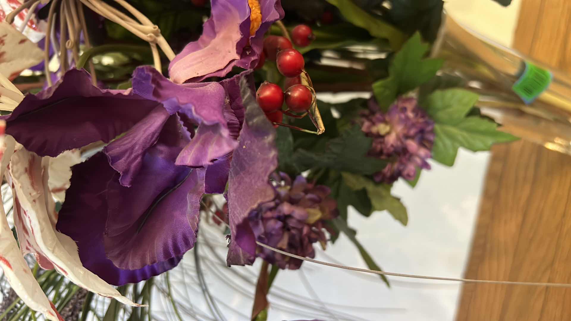 Photo 1 of FAUX FLORAL IN CRYSTAL VASE H42”