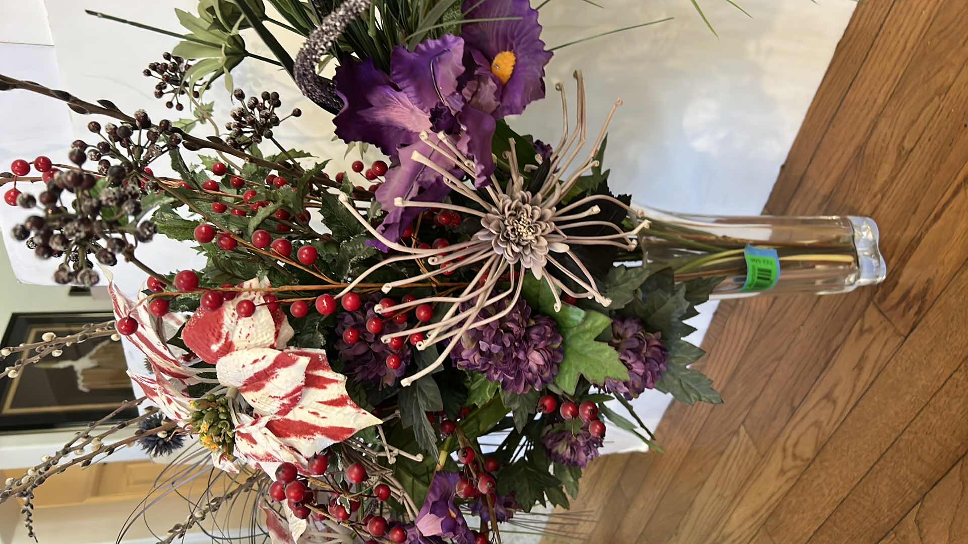 Photo 1 of FAUX FLORAL IN CRYSTAL VASE H42”