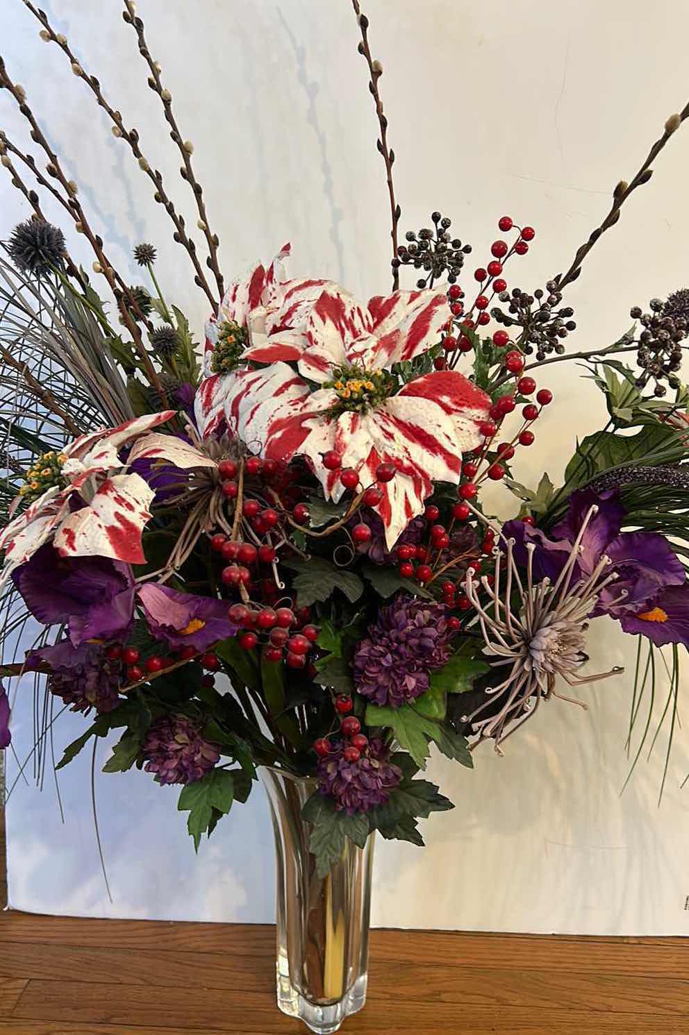 Photo 1 of FAUX FLORAL IN CRYSTAL VASE H42”