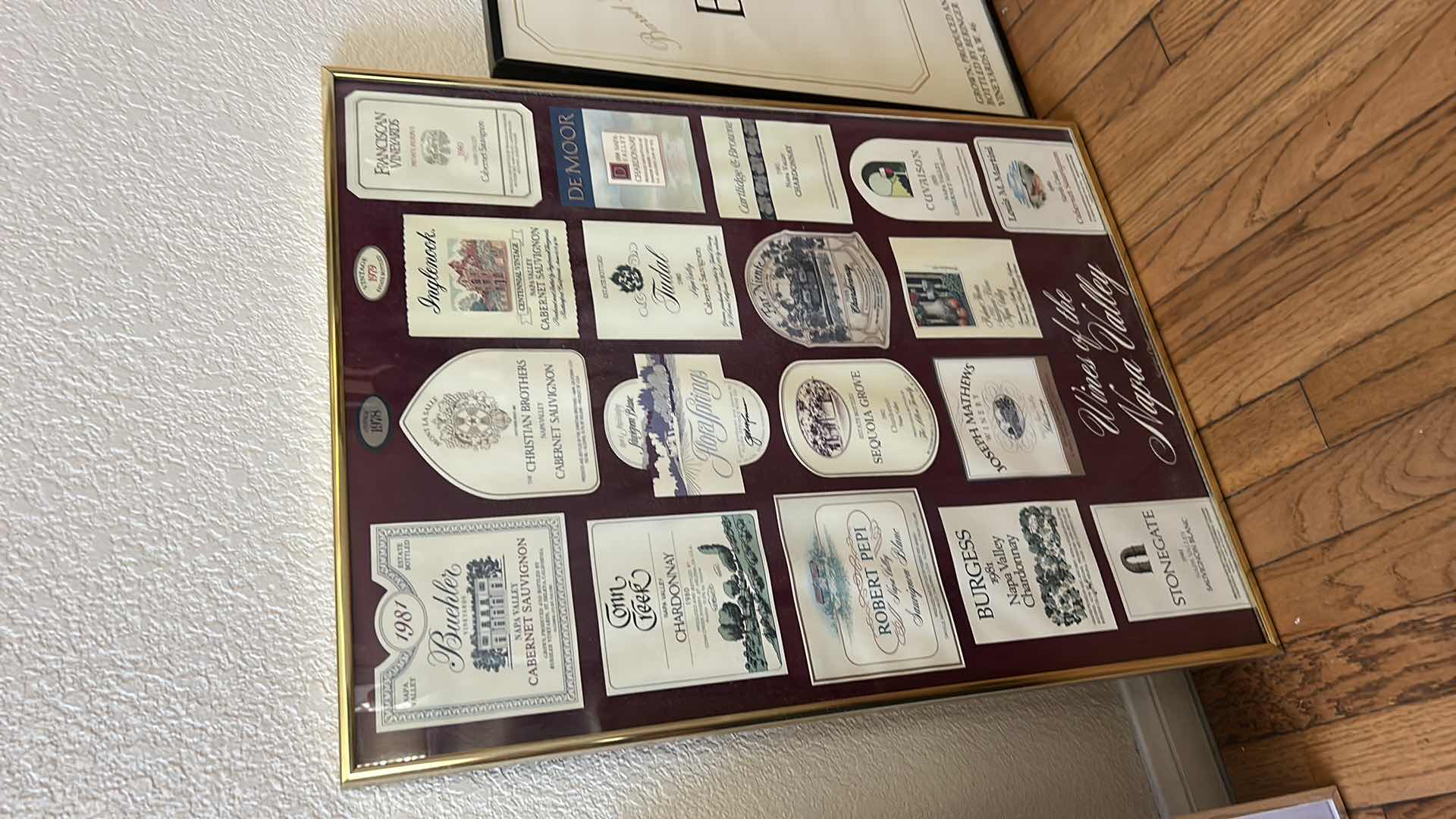 Photo 1 of FRAMED "WINES OF THE NAPA VALLEY" WINE LABELS ARTWORK 19” x 26”