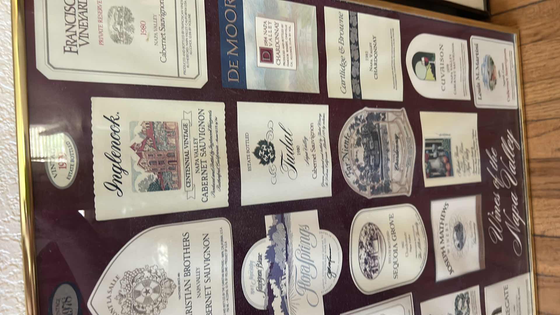 Photo 1 of FRAMED "WINES OF THE NAPA VALLEY" WINE LABELS ARTWORK 19” x 26”