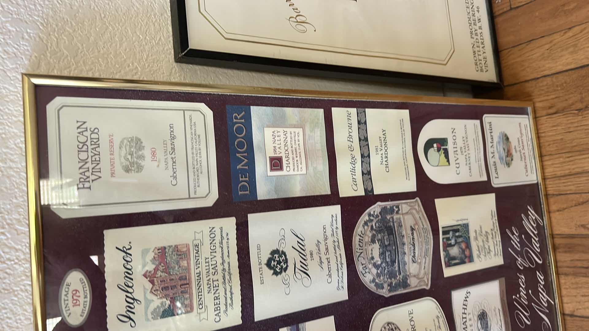 Photo 1 of FRAMED "WINES OF THE NAPA VALLEY" WINE LABELS ARTWORK 19” x 26”