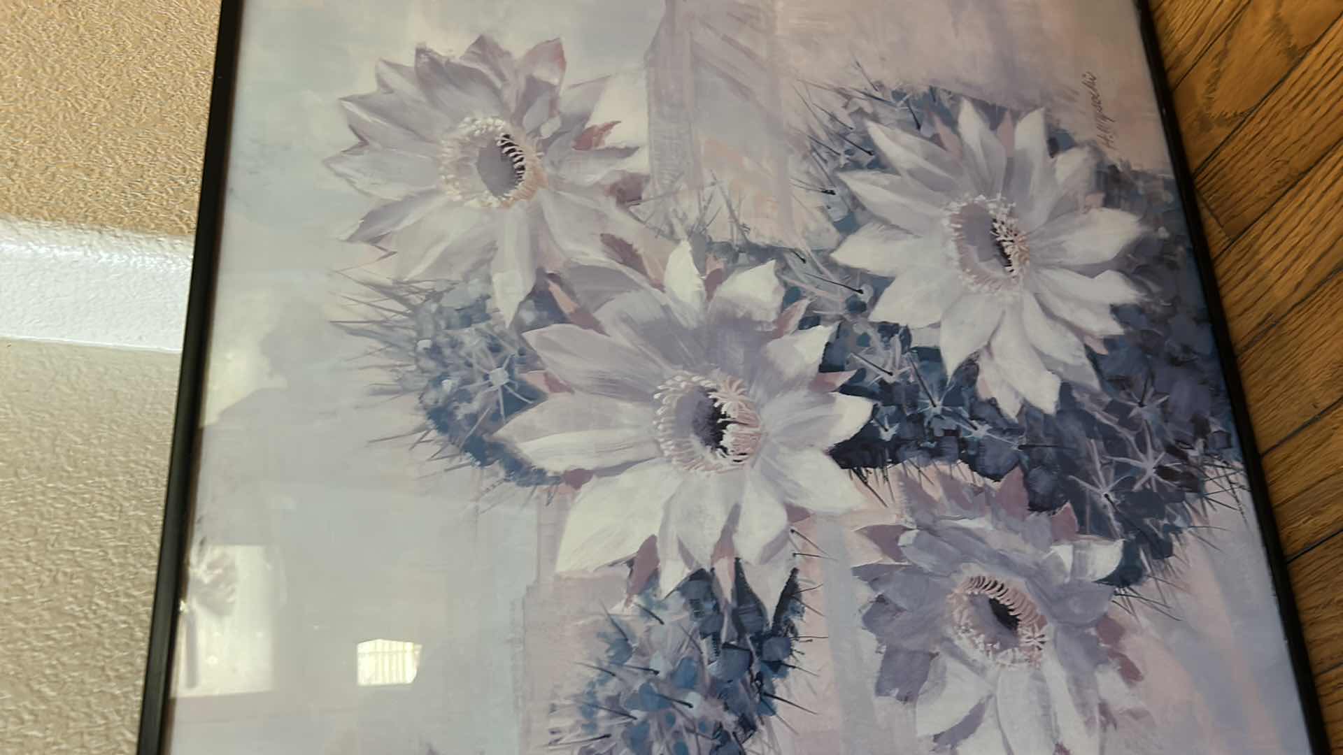 Photo 1 of FRAMED 'FLOWERING CACTUS" H. WYSOCKI ARTWORK  28” x 22 1/2”