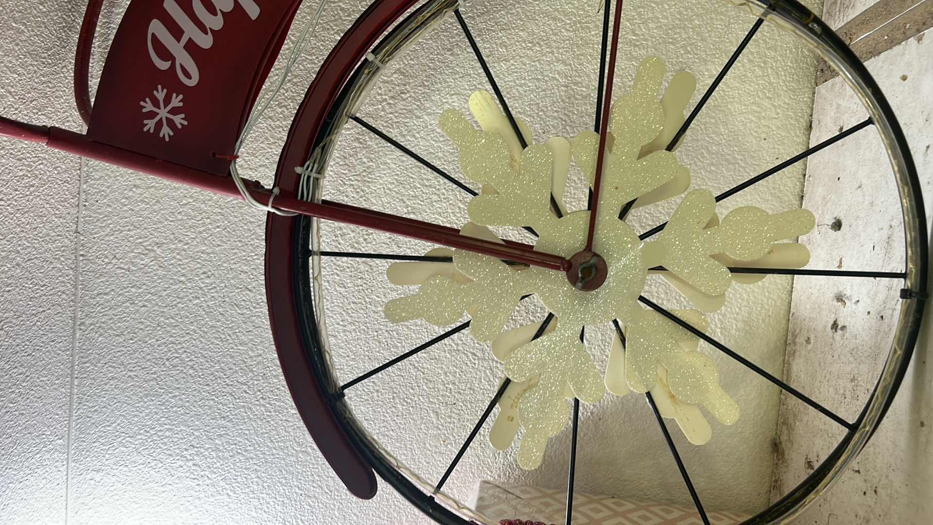 Photo 1 of 4’ x 28” HAPPY HOLIDAYS METAL BIKE LIGHTS UP