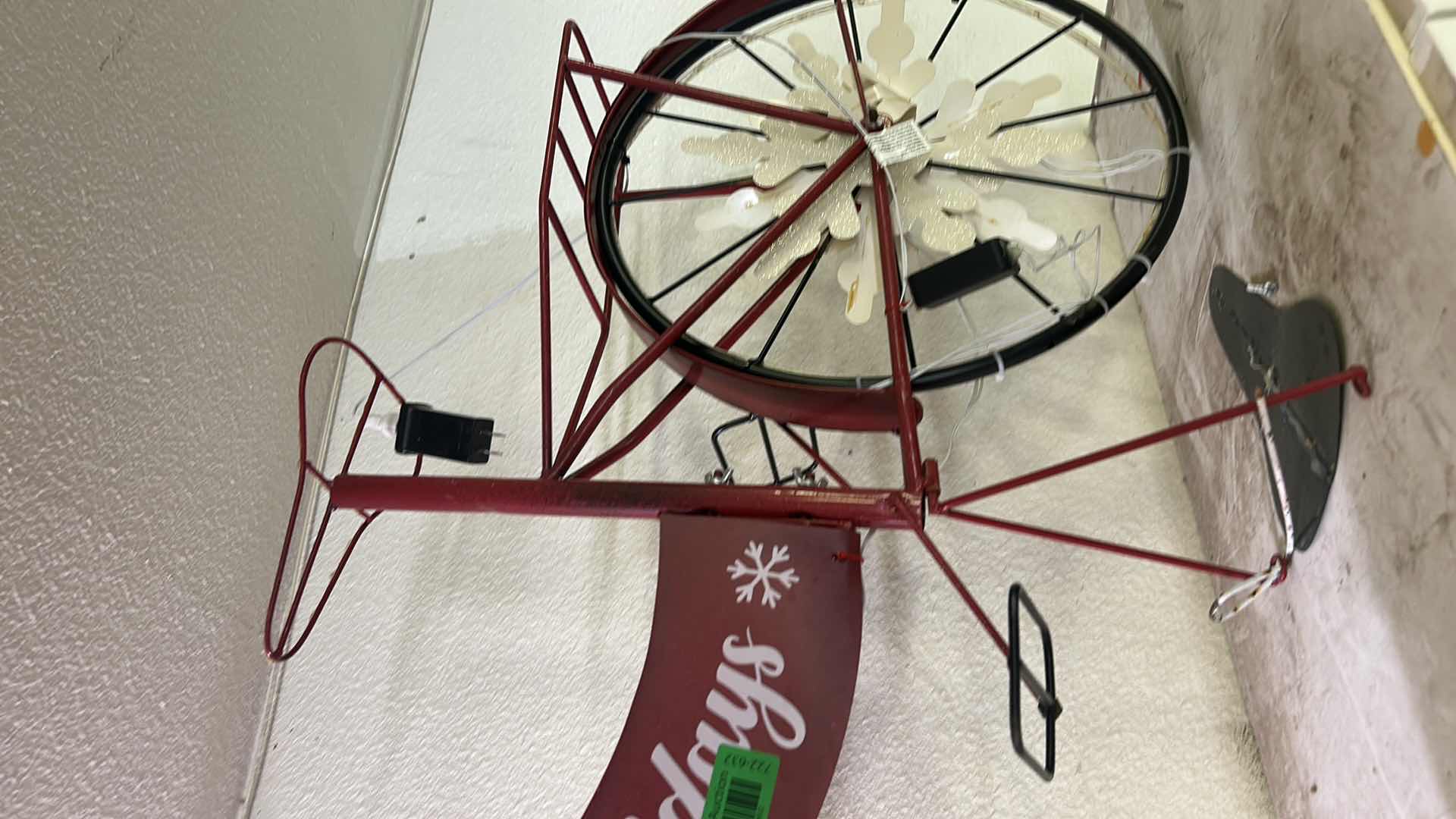 Photo 1 of 4’ x 28” HAPPY HOLIDAYS METAL BIKE LIGHTS UP