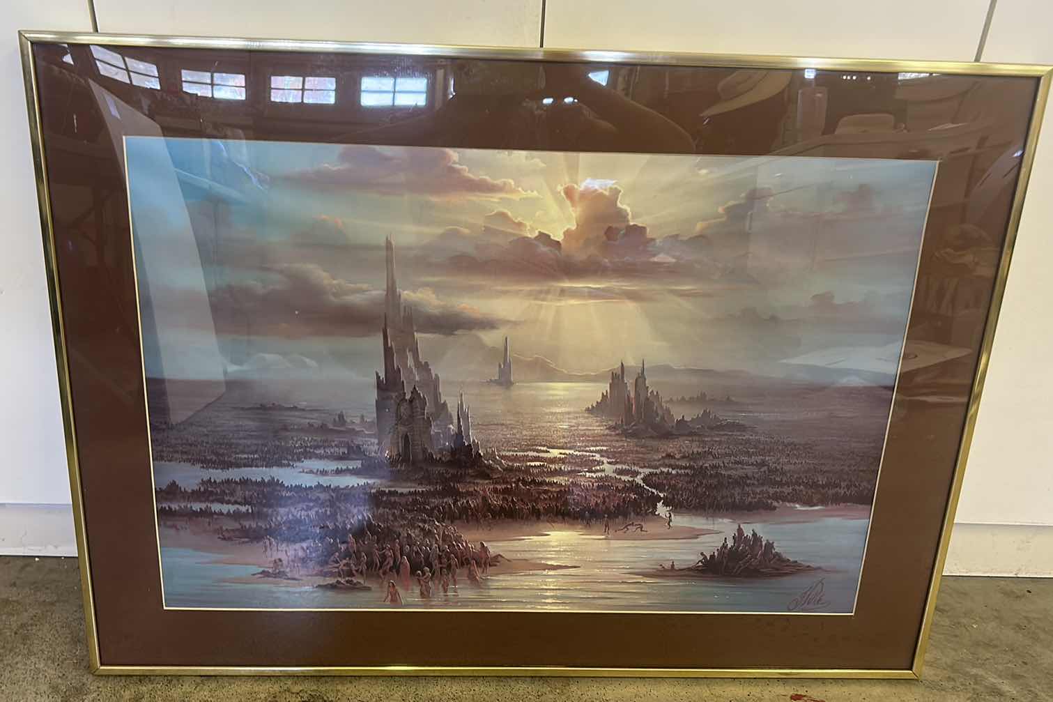 Photo 1 of FRAMED “APOCALYPTIC LANDSCAPE” ARTWORK 36” x 27”