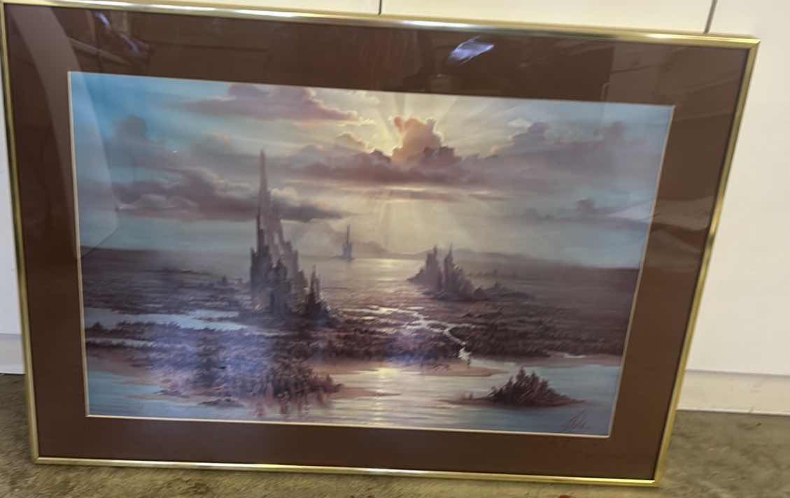 Photo 1 of FRAMED “APOCALYPTIC LANDSCAPE” ARTWORK 36” x 27”
