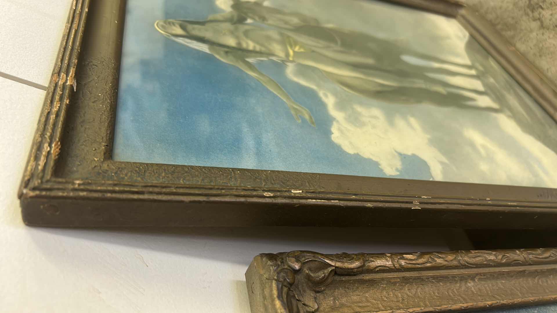 Photo 1 of 2 FRAMED VINTAGE “ NATIVE AMERICAN AND COYOTE” ARTWORK 18” x 14 1/2”