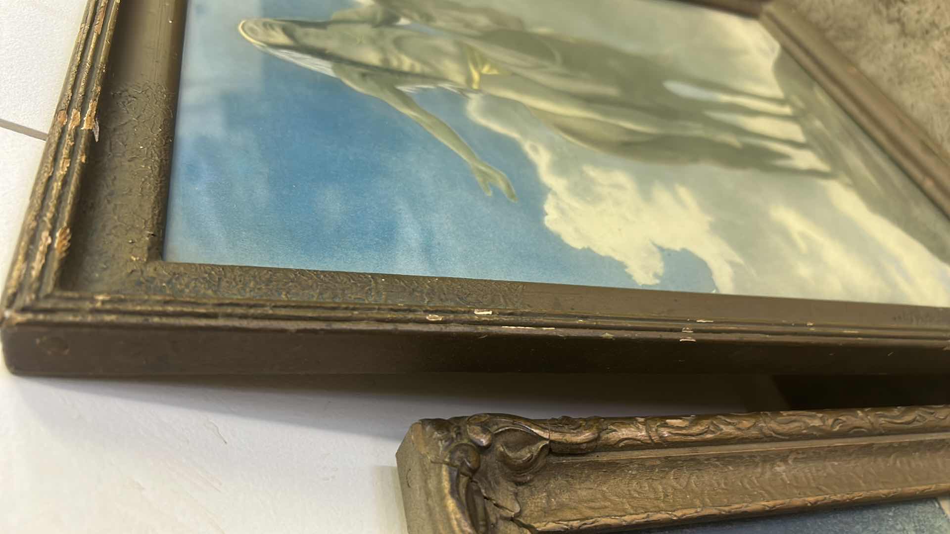 Photo 1 of 2 FRAMED VINTAGE “ NATIVE AMERICAN AND COYOTE” ARTWORK 18” x 14 1/2”