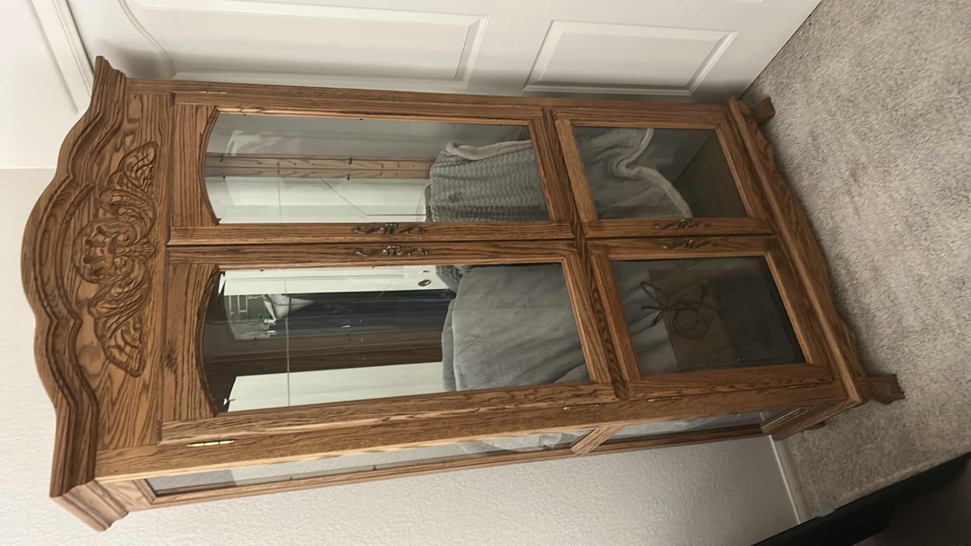 Photo 1 of ANTIQUE CURIO CABINET WITH GLASS SHELVES 41“ x 15“ x 80“