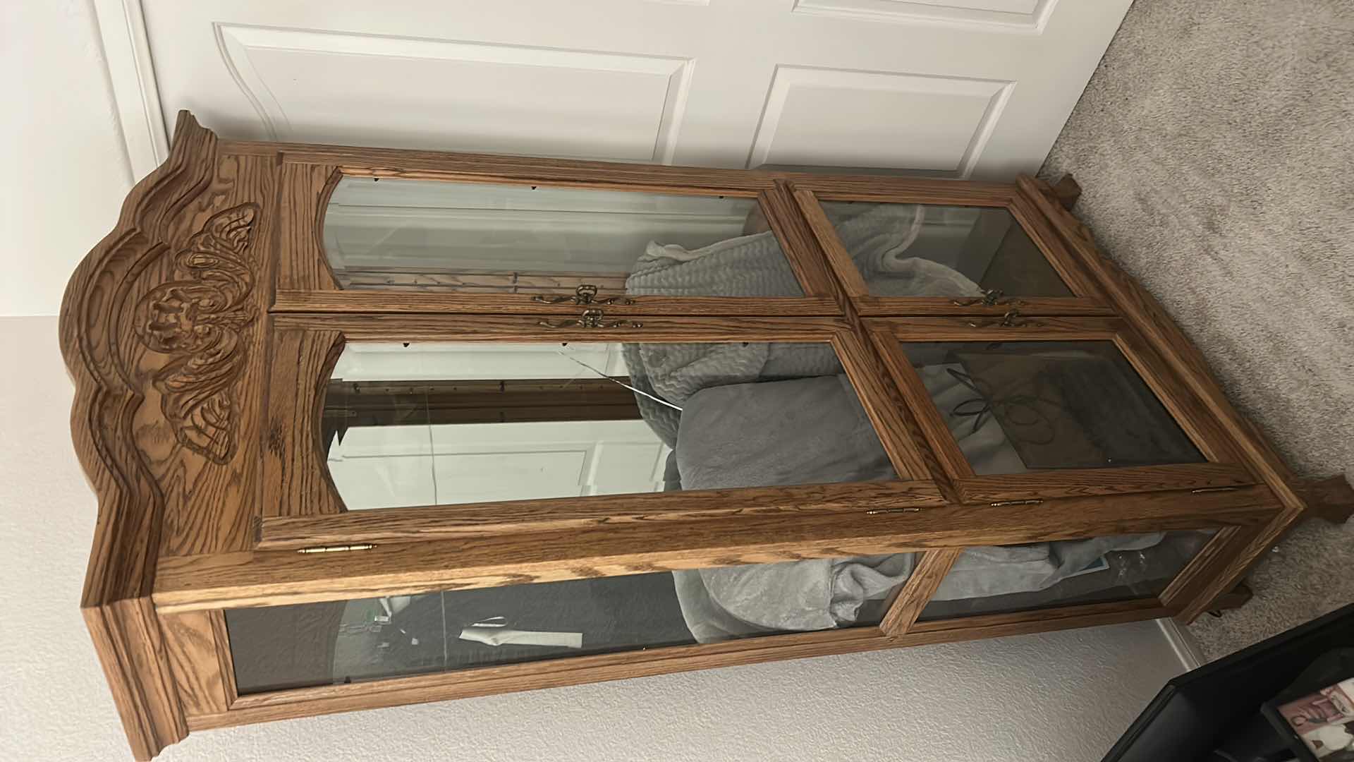 Photo 1 of ANTIQUE CURIO CABINET WITH GLASS SHELVES 41“ x 15“ x 80“