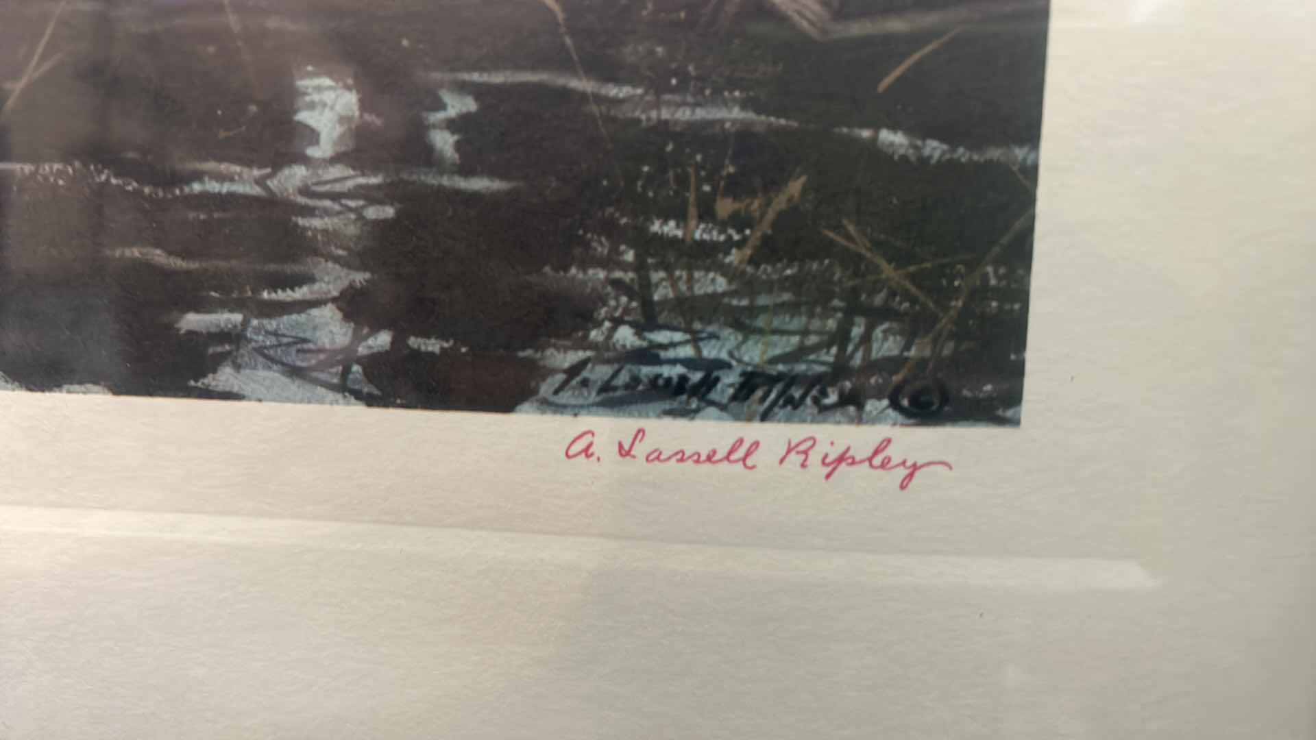 Photo 1 of 2 - FRAMED “ AUTUMN MORNING AND ON THE JOB” A LASSELL RIPLEY, SIGNED ARTWORK 19” x 15”