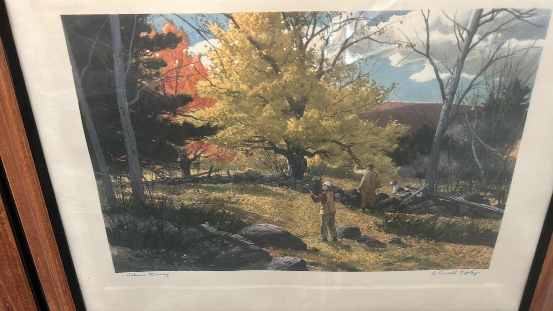 Photo 1 of 2 - FRAMED “ AUTUMN MORNING AND ON THE JOB” A LASSELL RIPLEY, SIGNED ARTWORK 19” x 15”