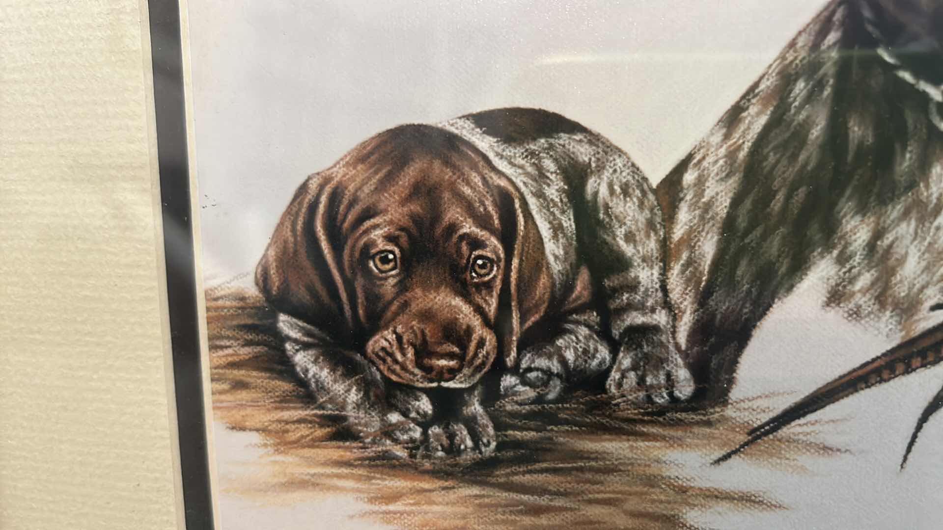 Photo 1 of FRAMED NUMBERED 23/200 SIGNED JOANNE GRAHAM “DOG” ARTWORK 15” x 12” AND COLLECTIBLES