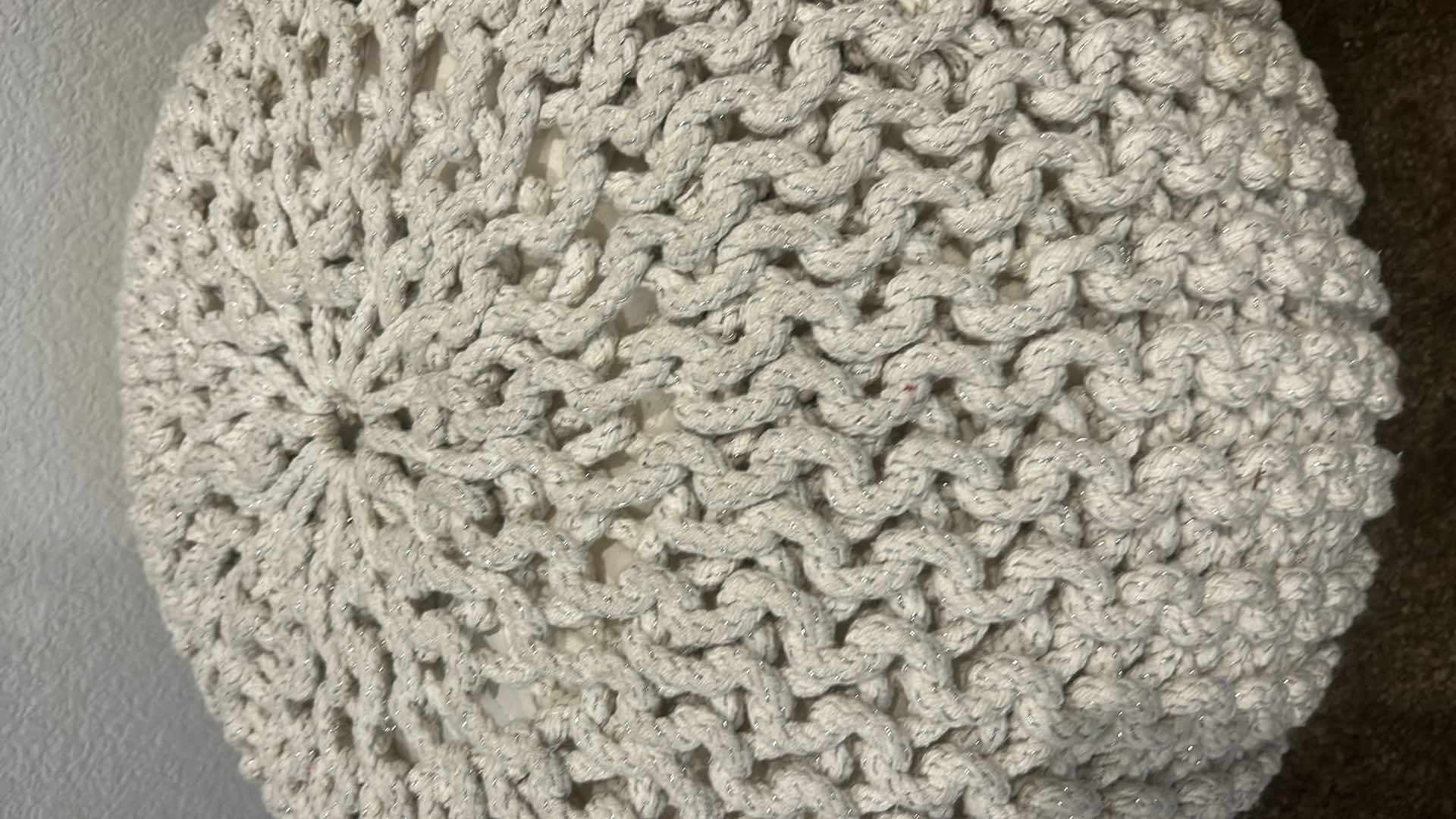 Photo 1 of IVORY WITH SILVER THREAD 
POUF SEAT 21” x 13”