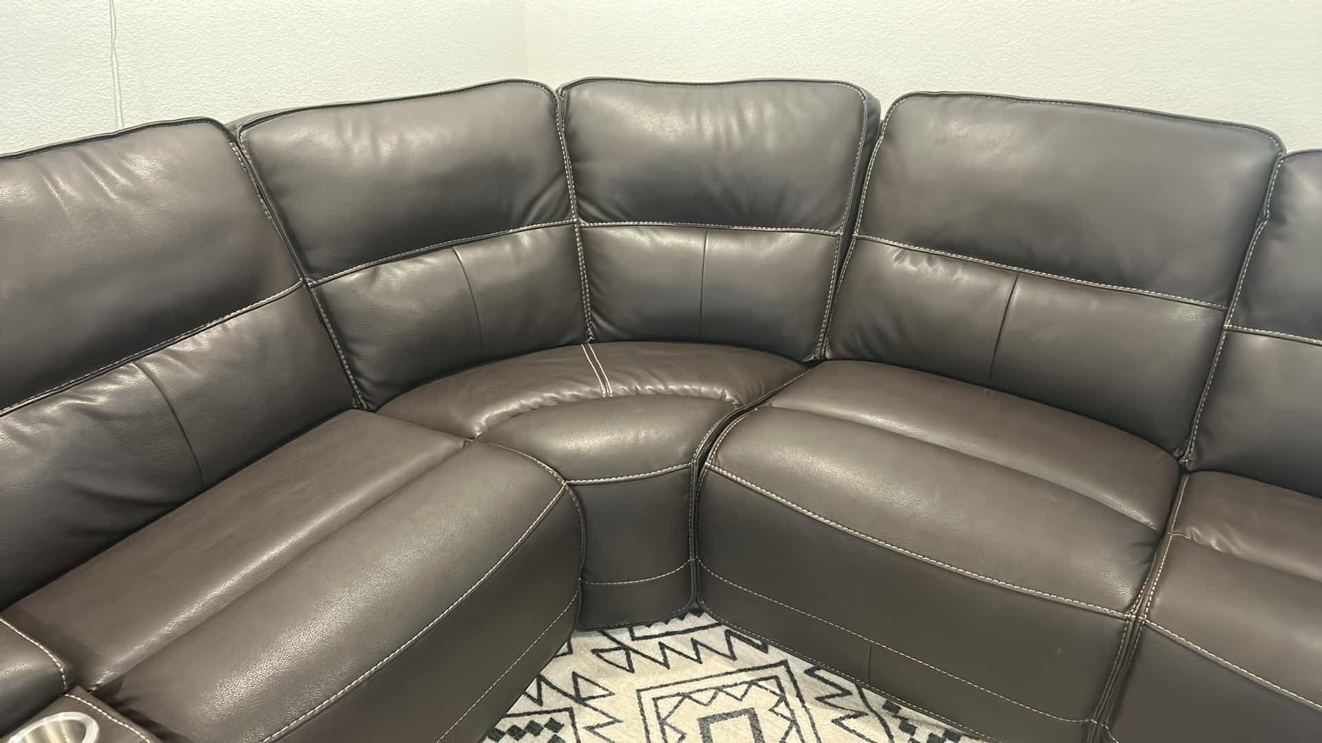 Photo 1 of 6 PC CURVED BLACK SECTIONAL WITH ELECTRICAL RECLINERS 10’ x 10’ , PARKER HOUSE MFG DATE 2023 (PILLOWS SOLD SEPARATELY)