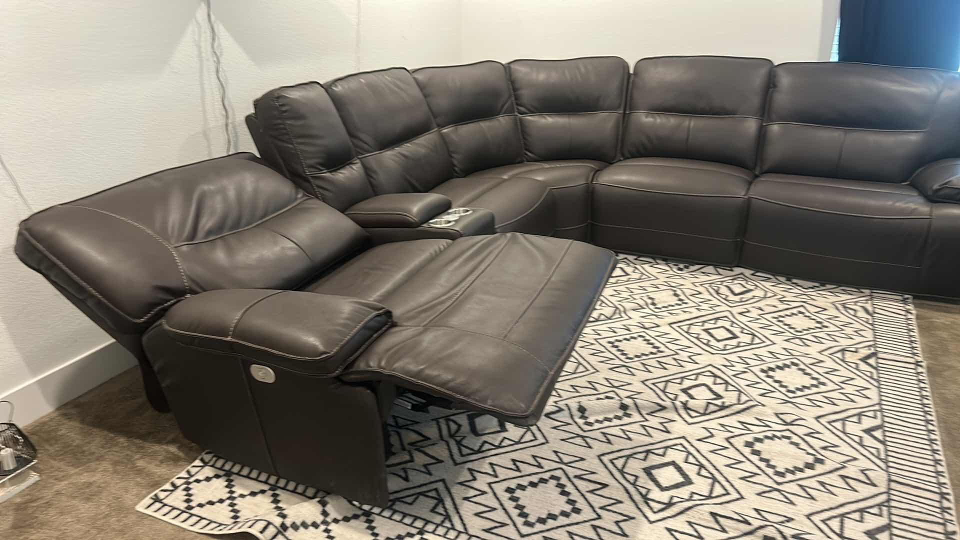 Photo 1 of 6 PC CURVED BLACK SECTIONAL WITH ELECTRICAL RECLINERS 10’ x 10’ , PARKER HOUSE MFG DATE 2023 (PILLOWS SOLD SEPARATELY)
