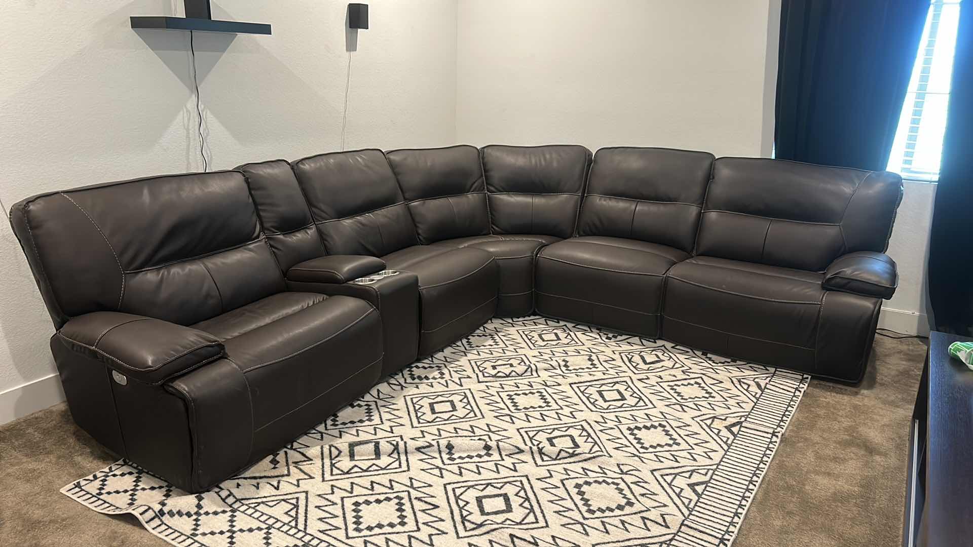 Photo 1 of 6 PC CURVED BLACK SECTIONAL WITH ELECTRICAL RECLINERS 10’ x 10’ , PARKER HOUSE MFG DATE 2023 (PILLOWS SOLD SEPARATELY)