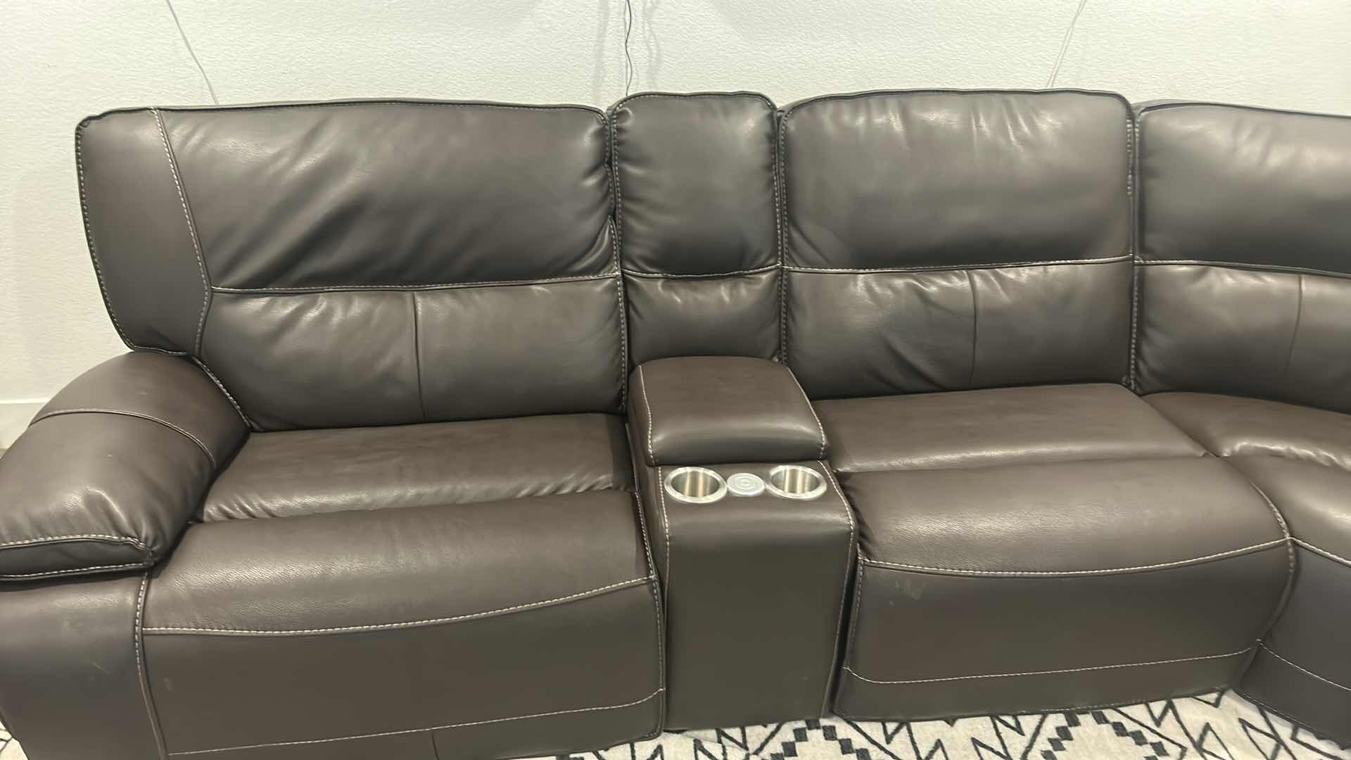 Photo 1 of 6 PC CURVED BLACK SECTIONAL WITH ELECTRICAL RECLINERS 10’ x 10’ , PARKER HOUSE MFG DATE 2023 (PILLOWS SOLD SEPARATELY)