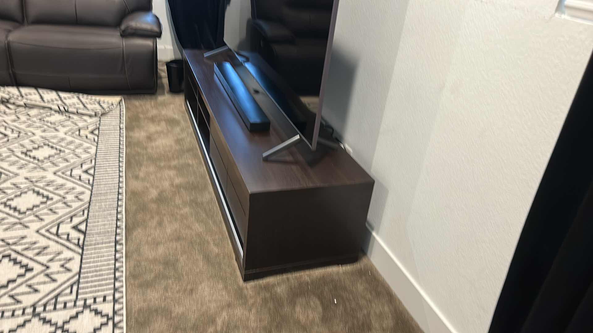 Photo 1 of SLEEK MODERN TV STAND WITH 4 PULL OUT DRAWERS AND OPEN SHELVES 83” x 22” x 18 1/4”