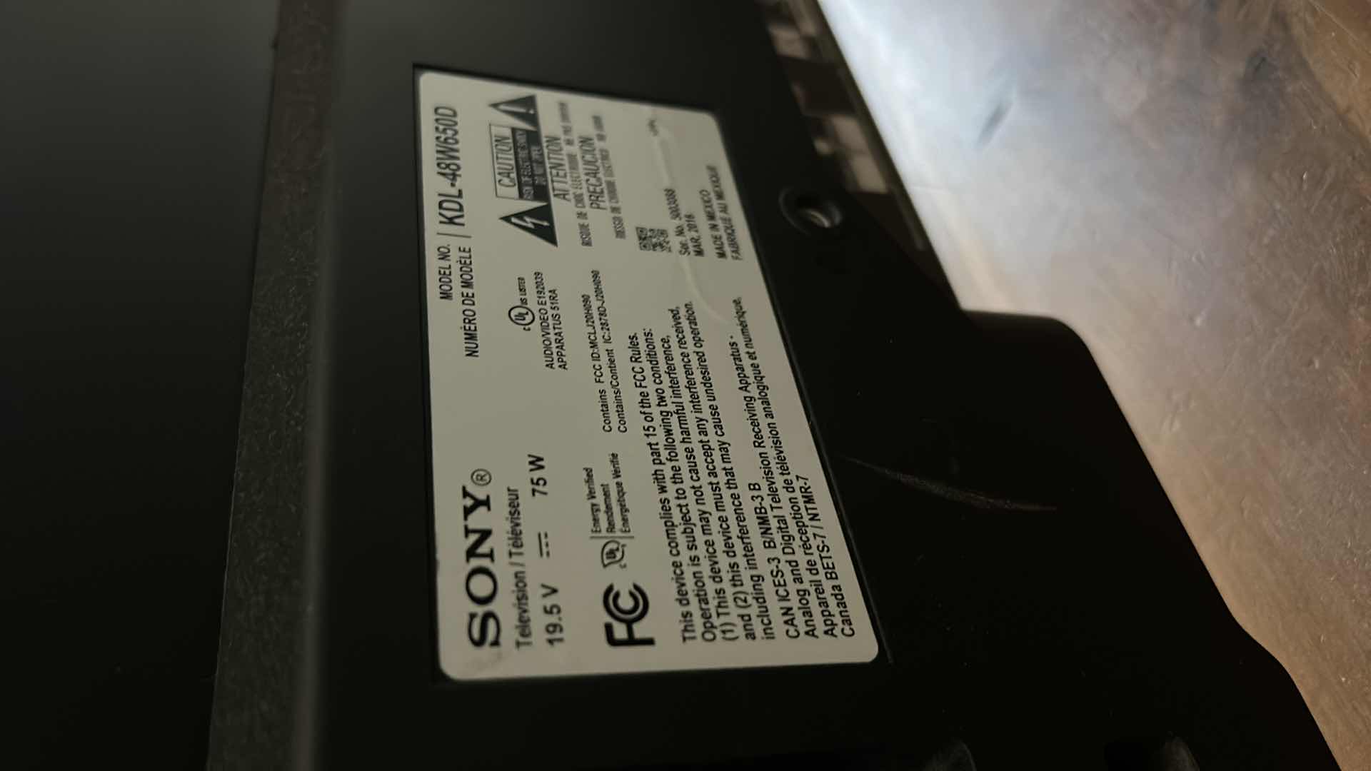 Photo 1 of 48” SONY BRAVIA TV WITH REMOTE