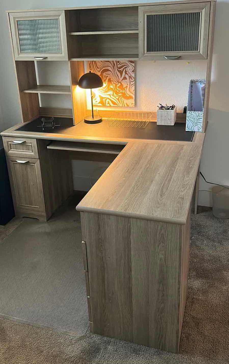 Photo 1 of WOOD OFFICE FURNITURE AND ACCESSORIES WITH FLOOR MAT DESK 59” x 24” x 29” RETURN 3’