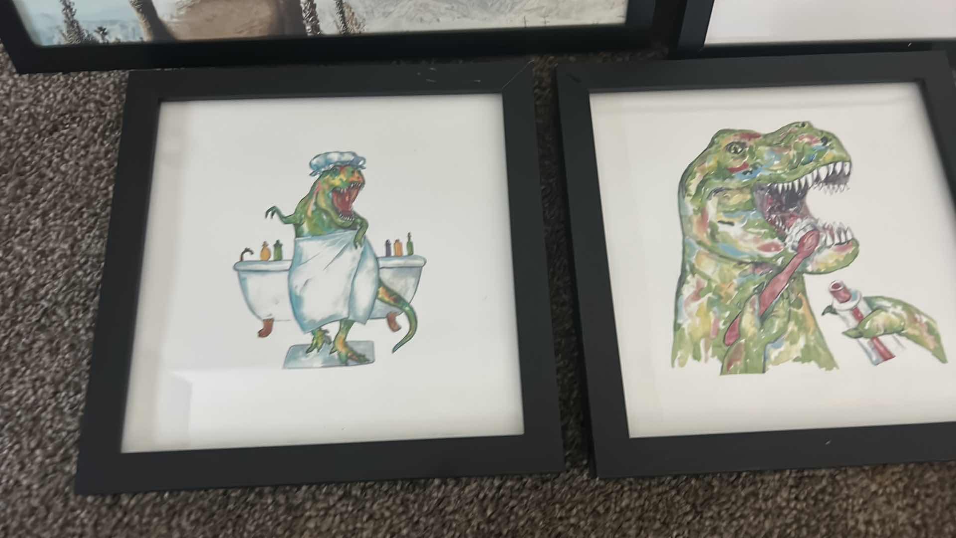 Photo 1 of FRAMED “DINASOUR “ ARTWORK (LARGEST IS 15” x 12”