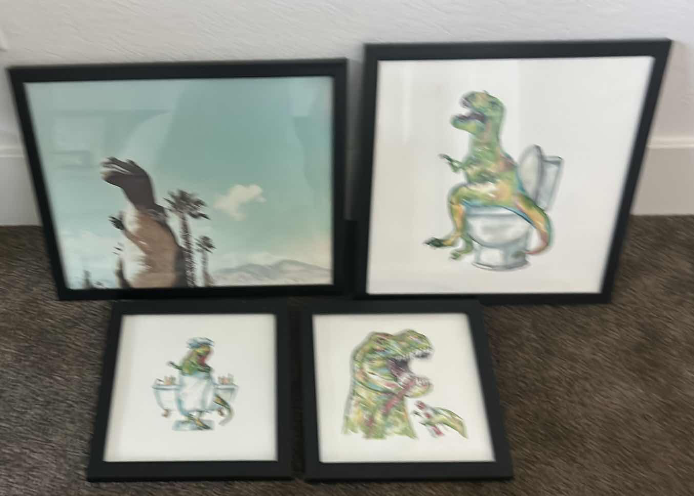 Photo 1 of FRAMED “DINASOUR “ ARTWORK (LARGEST IS 15” x 12”