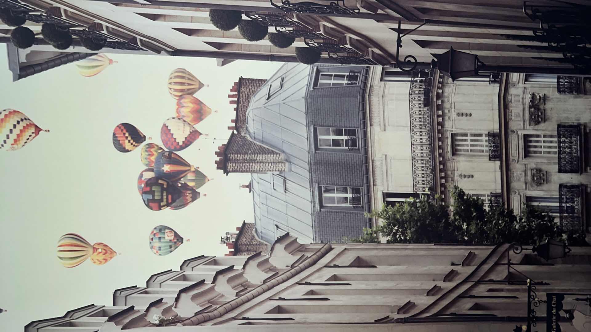 Photo 1 of HOME DECOR-“FLYING OVER PARIS” 38”x 55“ LARGE CANVAS PRINT.  SILVER PAINTED WOODEN FRAME.