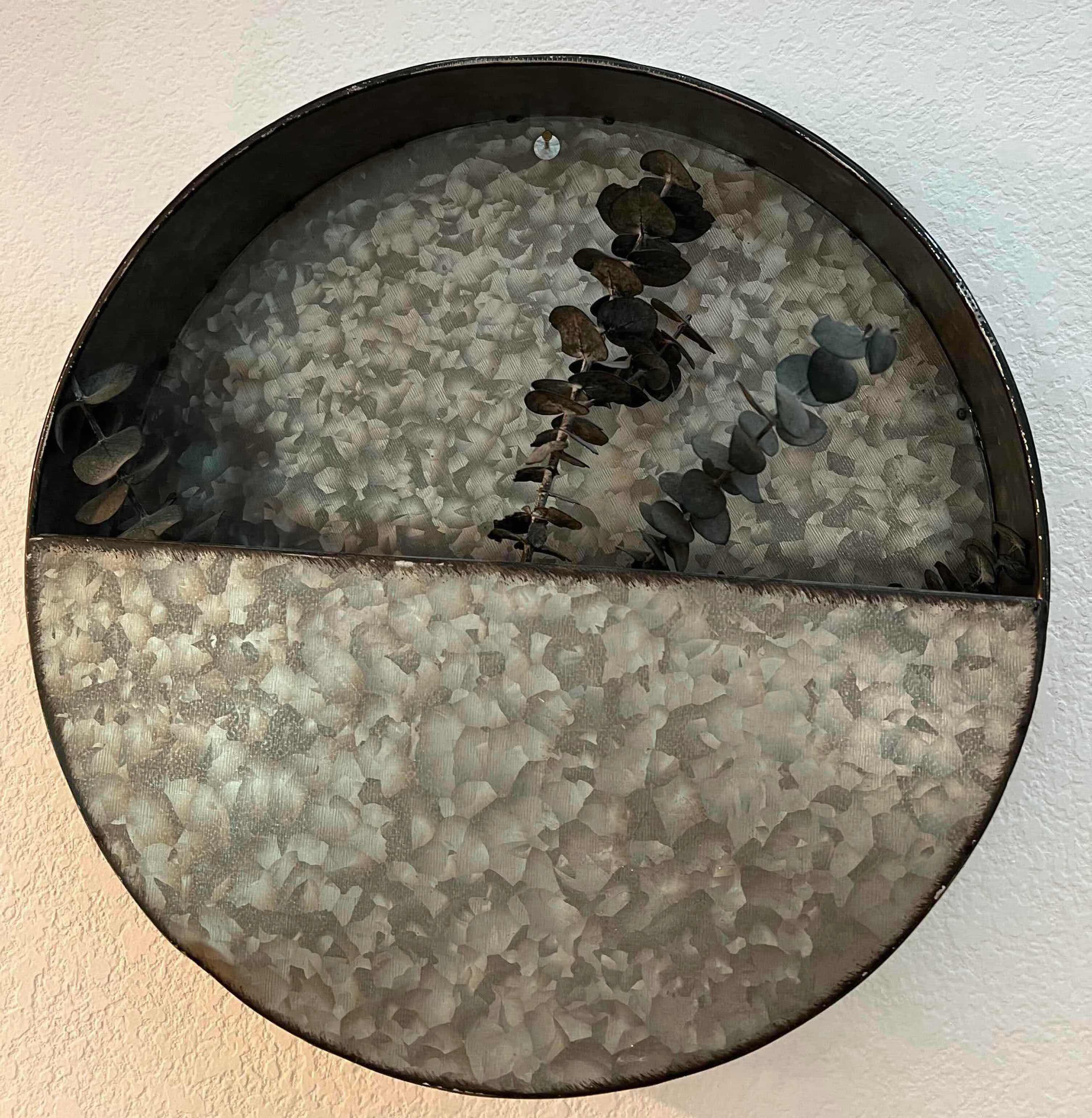 Photo 1 of WALL ART-GREY FRAMED LAS VEGAS MAP 24“ x 16“. HOME SWEET HOME WOODEN SIGN 15” x 6”. ROUND ALUMINUM WALL PLANTER WITH FAUX PLANTS.