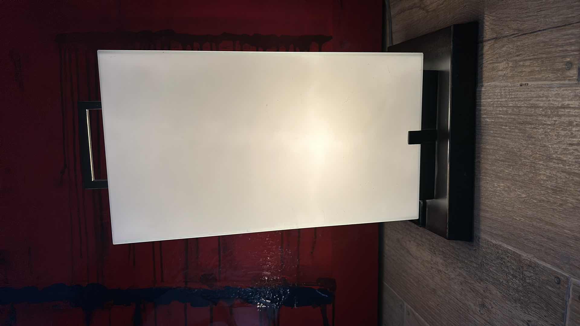 Photo 1 of MODERN BLACK METAL LAMP WITH MILKY GLASS SHADE H18.5”