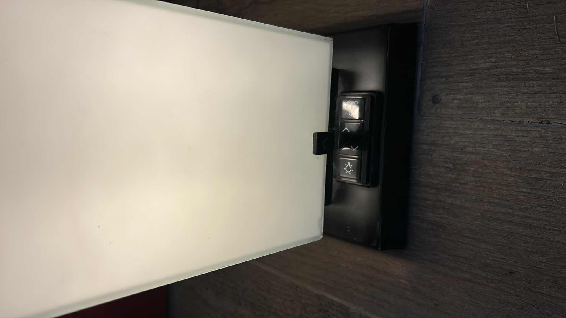 Photo 1 of MODERN BLACK METAL LAMP WITH MILKY GLASS SHADE H18.5”