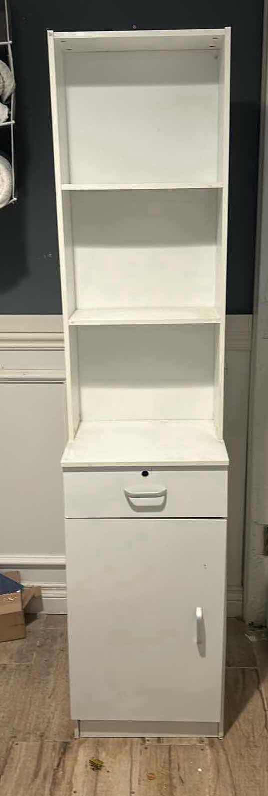 Photo 1 of WHITE STORAGE AND DISPLAY CABINET 16" BY 13" BY H 70"