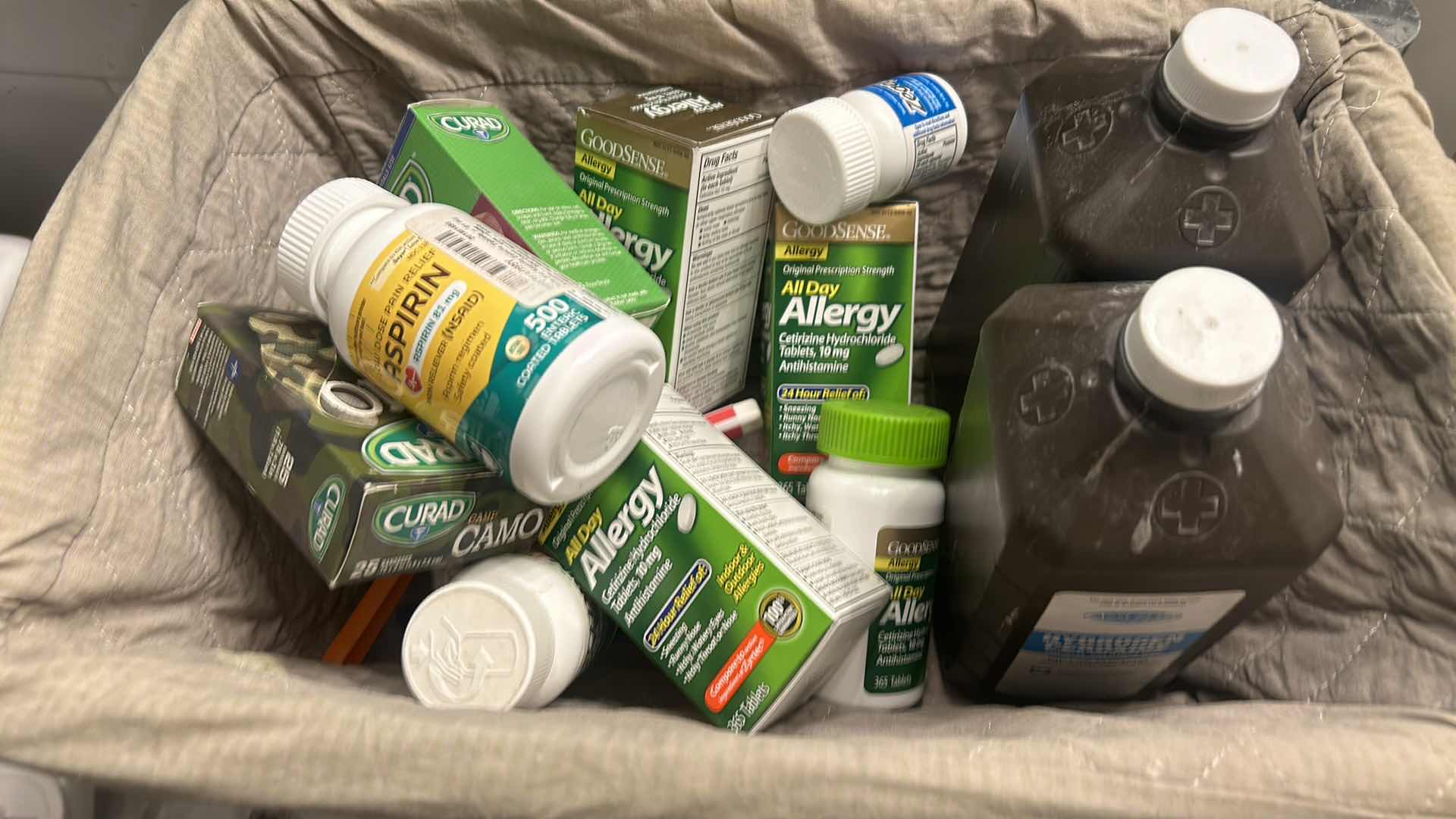 Photo 1 of BASKET FULL OF MEDICAL SUPPLIES