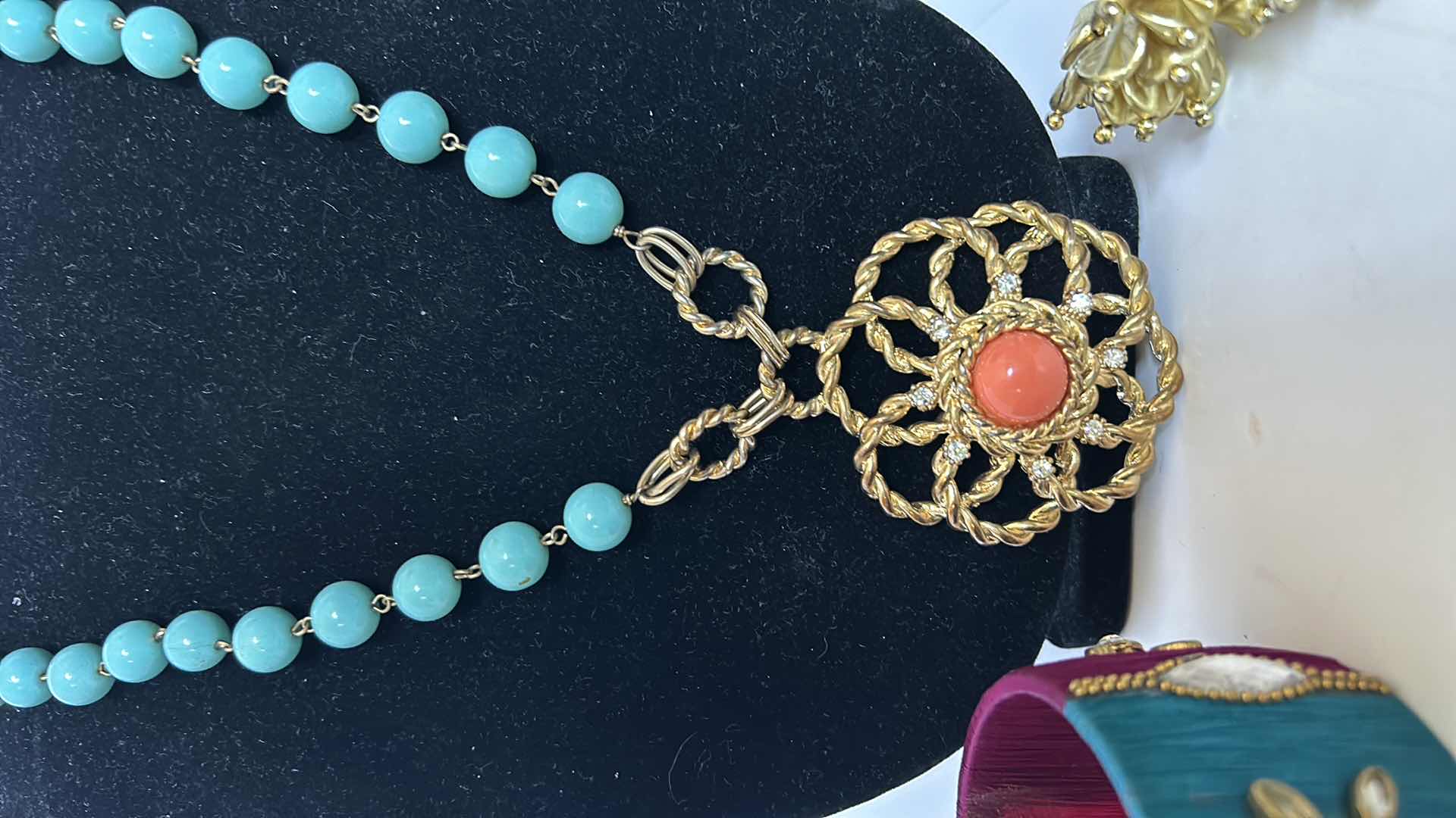 Photo 1 of COSTUME JEWELRY. NECKLACE, BRACELET, AND EARRINGS.