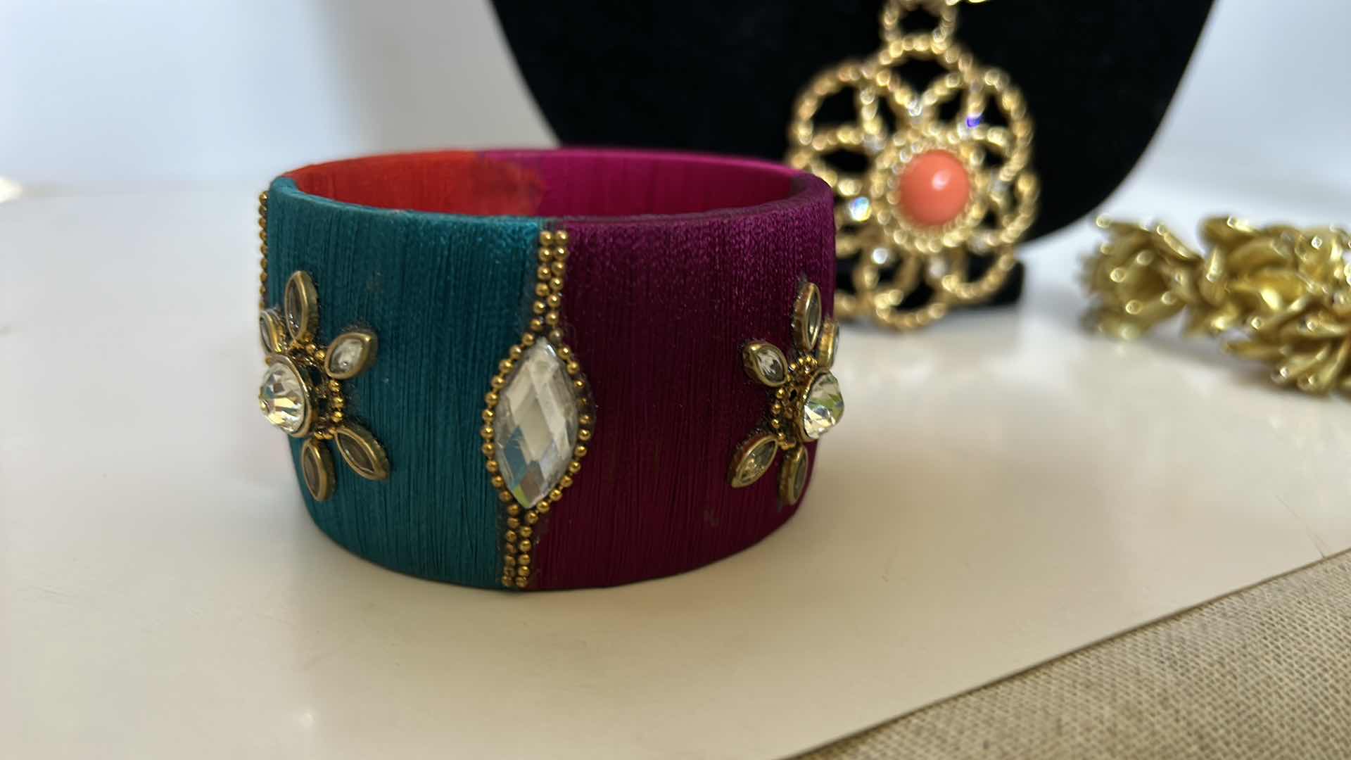 Photo 1 of COSTUME JEWELRY. NECKLACE, BRACELET, AND EARRINGS.