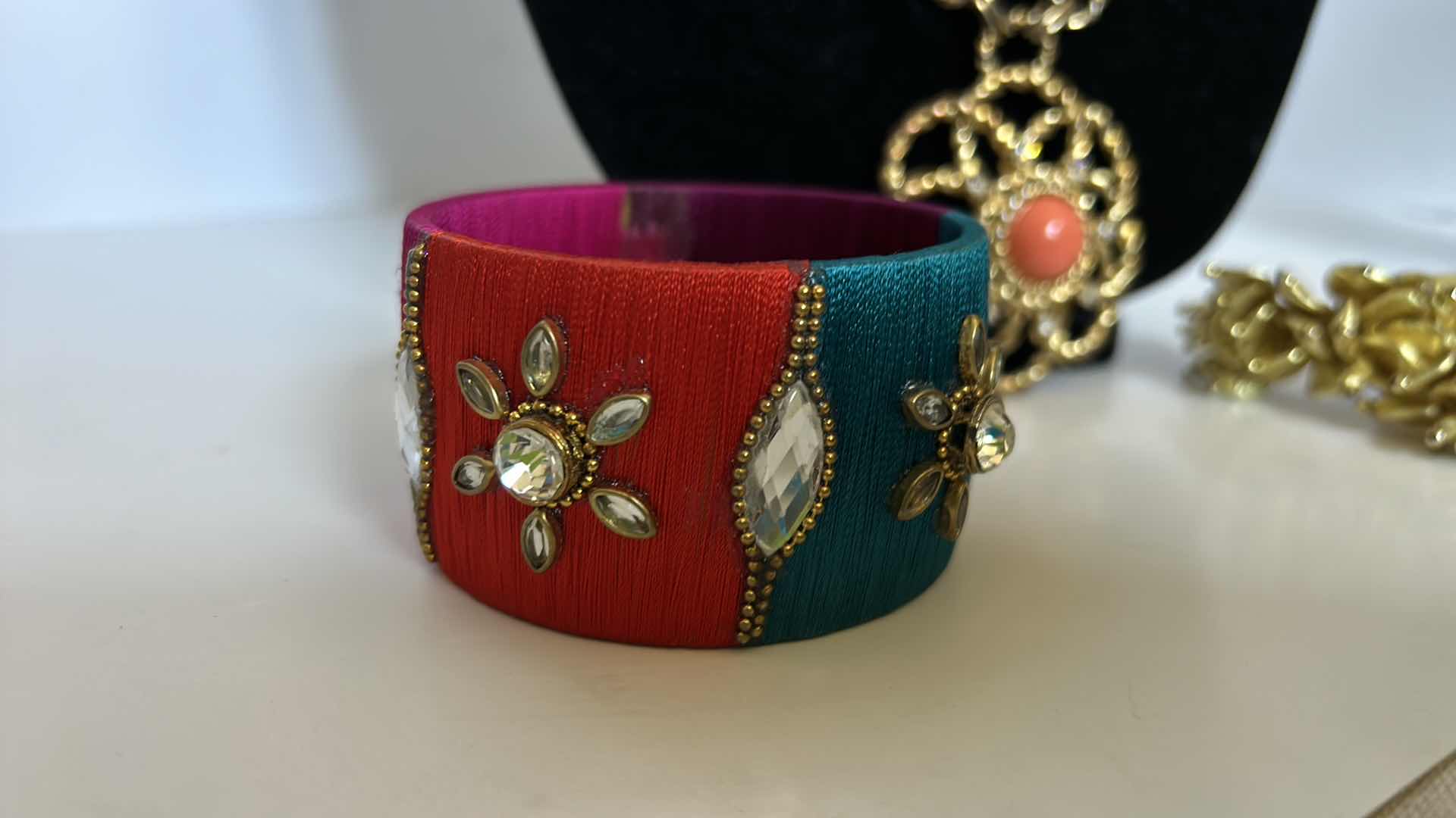 Photo 1 of COSTUME JEWELRY. NECKLACE, BRACELET, AND EARRINGS.